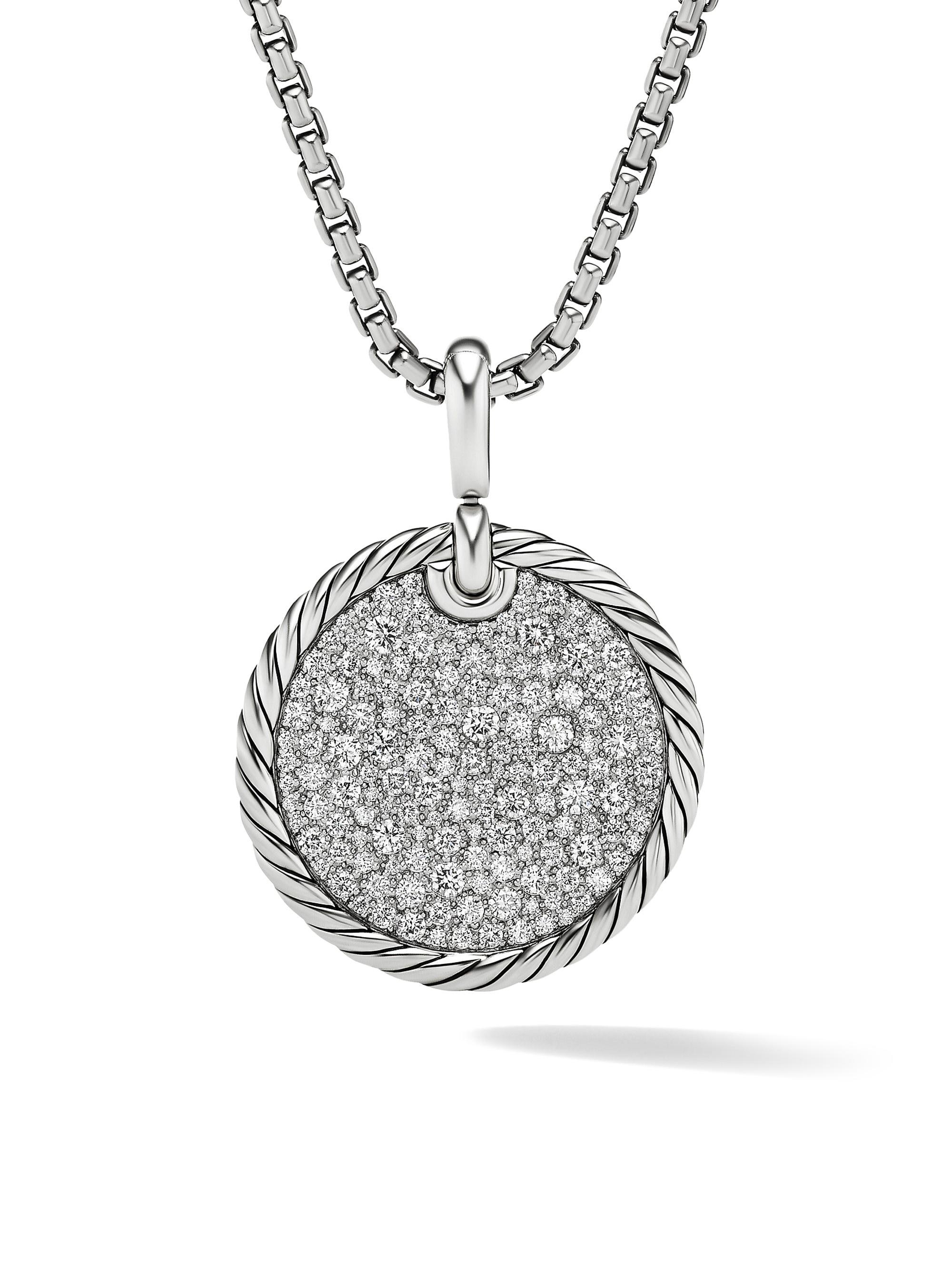 David Yurman Women's DY Elements Disc Pendant in Sterling Silver with Diamonds, 24mm - Diamond