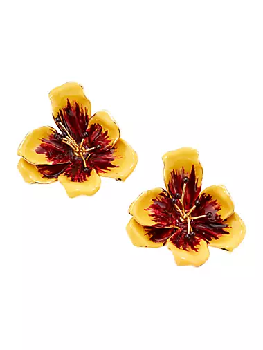 Broken Tulip 14K-Gold-Plated & Enamel Earrings