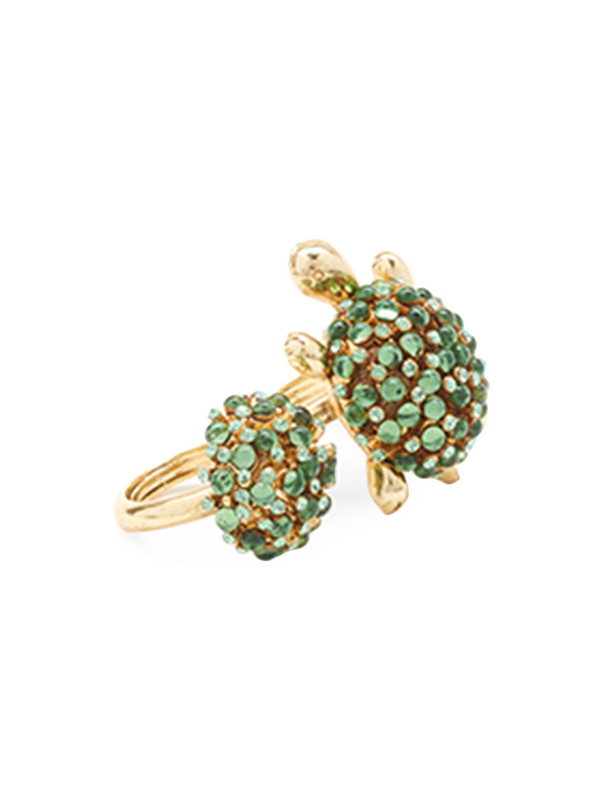Oscar de la Renta Women's Goldtone & Glass Crystal Turtle Ring Set - Tourmaline