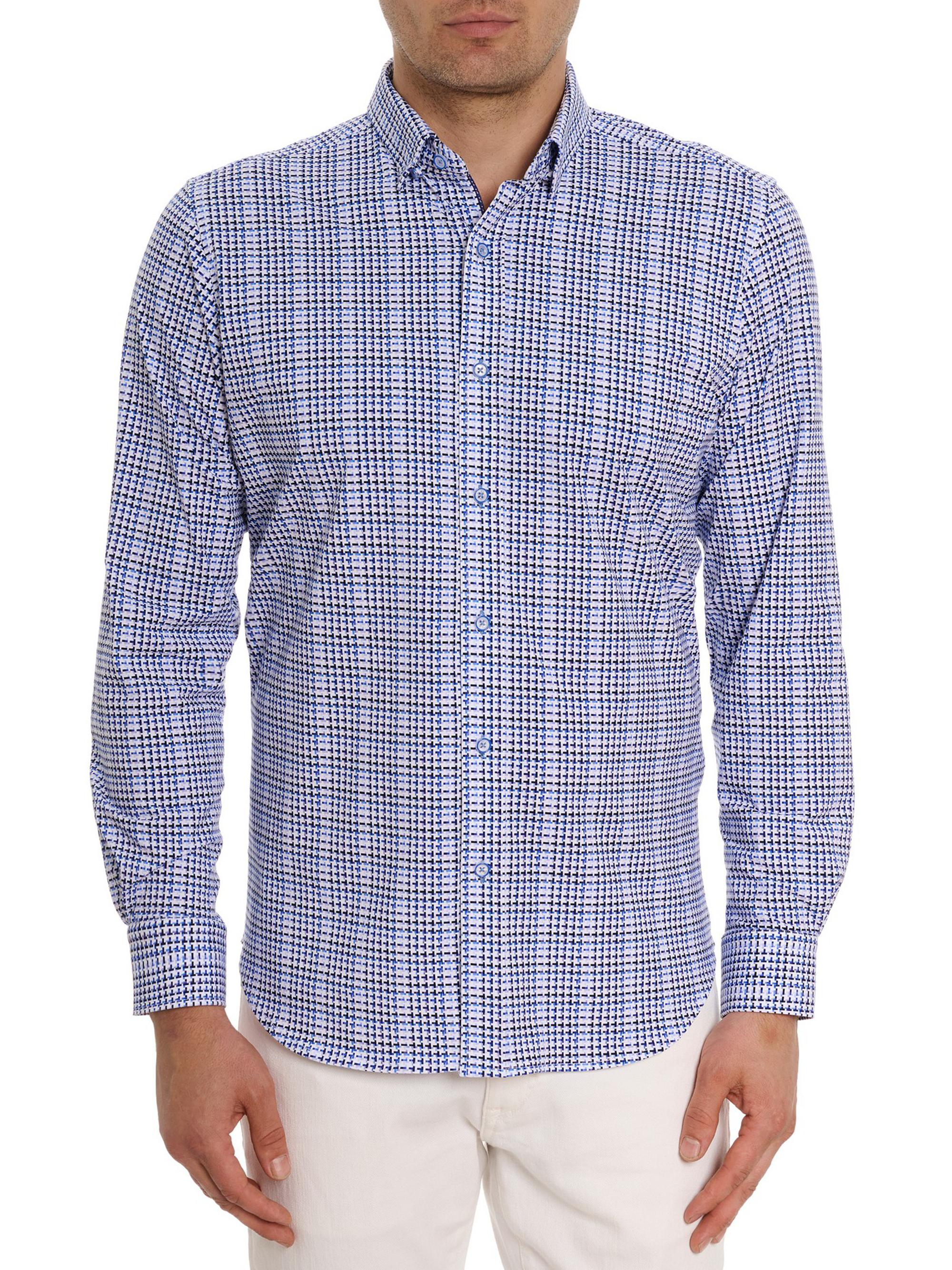 Robert Graham Men's Rizzo Houndstooth Shirt - Blue