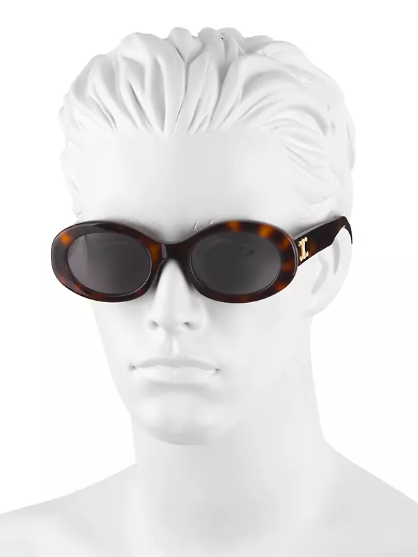 Shop CELINE 52MM Oval Tortoiseshell Acetate Sunglasses