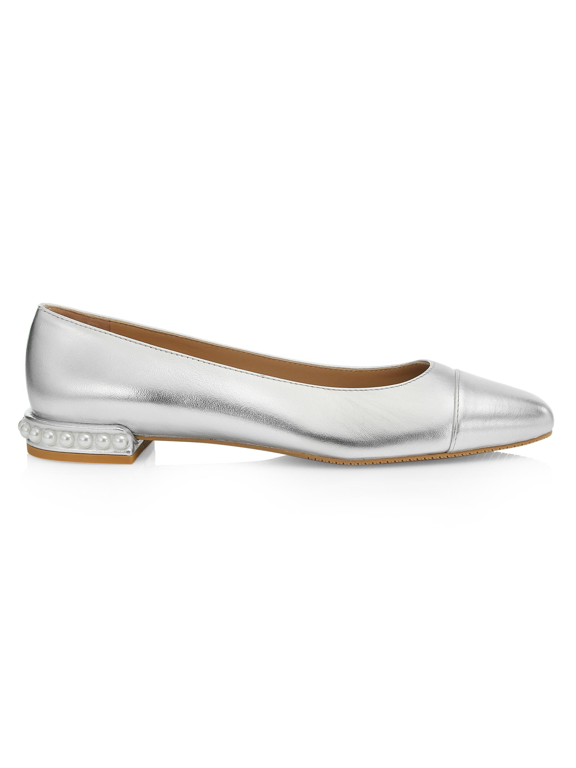 Stuart Weitzman Women's Metallic Leather Ballet Flats - Silver
