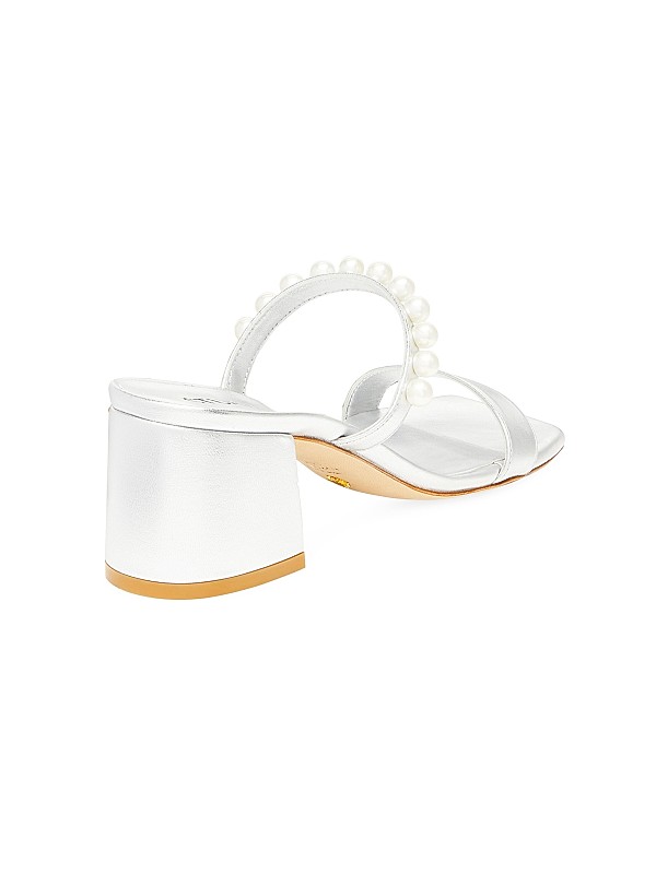 Shop Stuart Weitzman Goldie 60MM Imitation Pearl-Embellished Shop Stuart Weitzman Goldie 60MM Imitation Pearl-Embellished