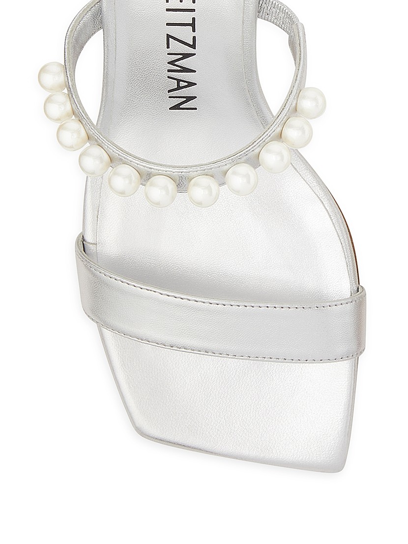 Shop Stuart Weitzman Goldie 60MM Imitation Pearl-Embellished Shop Stuart Weitzman Goldie 60MM Imitation Pearl-Embellished
