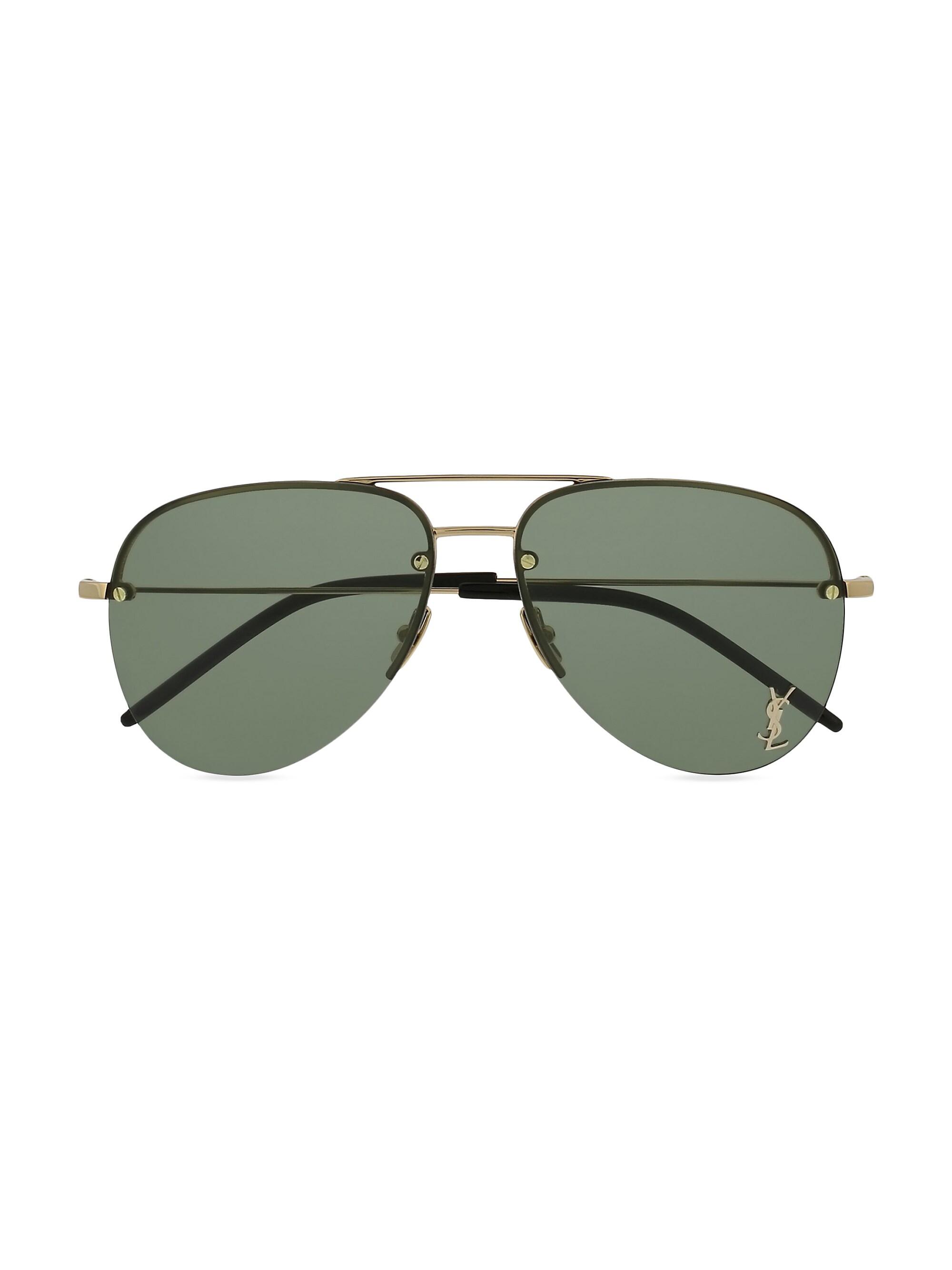 Saint Laurent YSL Pin 59MM Metal Pilot Sunglasses | Saks Fifth Avenue