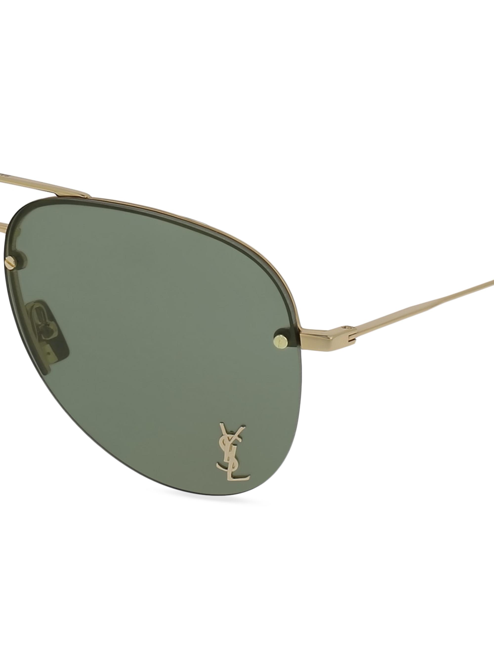 Saint Laurent YSL Pin 59MM Metal Pilot Sunglasses | Saks Fifth Avenue