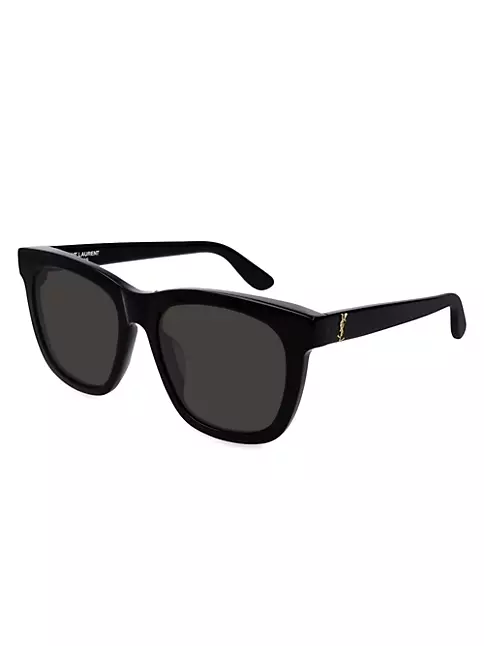 Saint Laurent Monogram Round Frame Acetate Sunglasses in Black