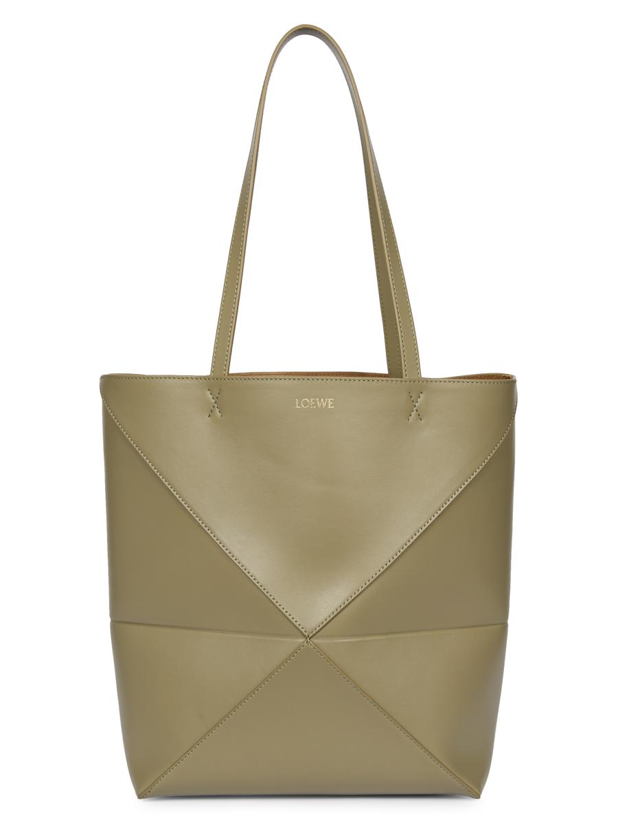 Loewe Women's Puzzle Fold Medium Leather Tote Bag In Green