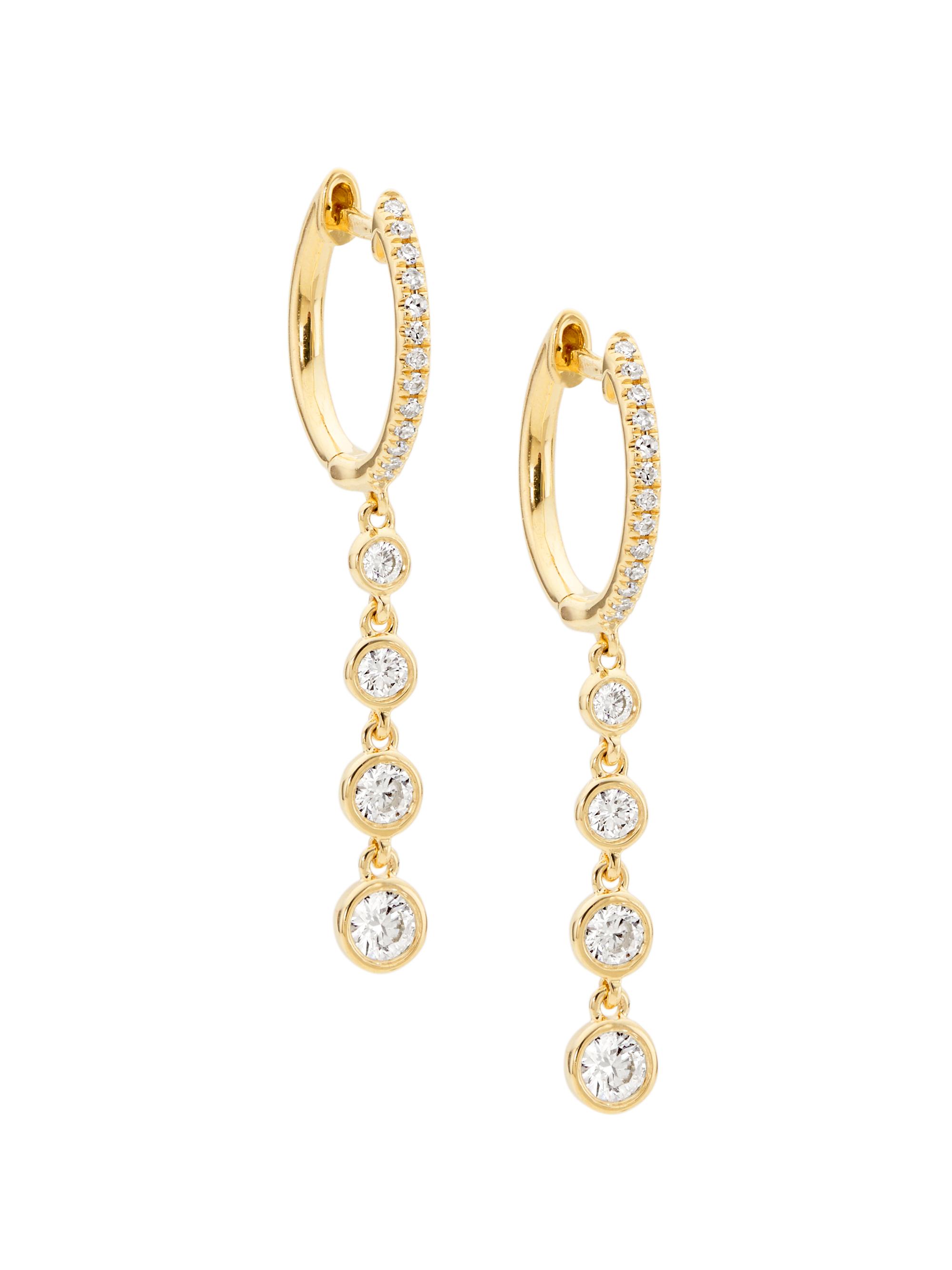 Saks Fifth Avenue Collection Women's 14K Yellow Gold & 0.45 TCW Diamond Drop Earrings - Yellow Gold
