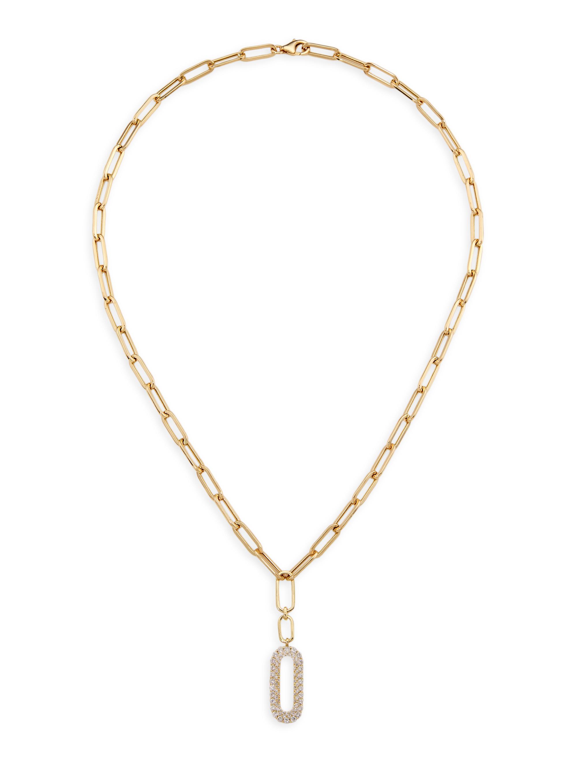 Saks Fifth Avenue Collection Women's 14K Yellow Gold & 0.92 TCW Diamond Paper Clip Chain Necklace - Gold