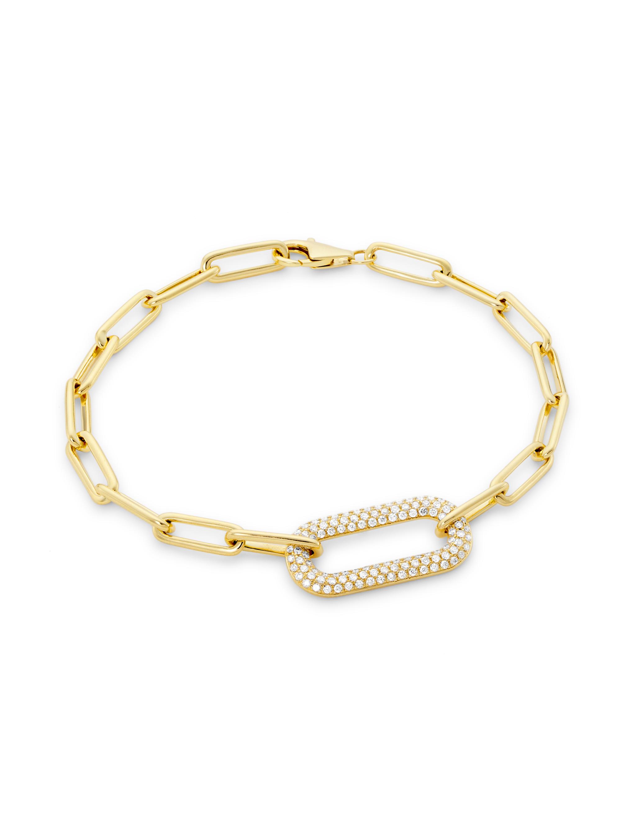 Saks Fifth Avenue Collection Women's 14K Yellow Gold & 0.55 TCW Diamond Paper Clip Chain Bracelet - Yellow Gold
