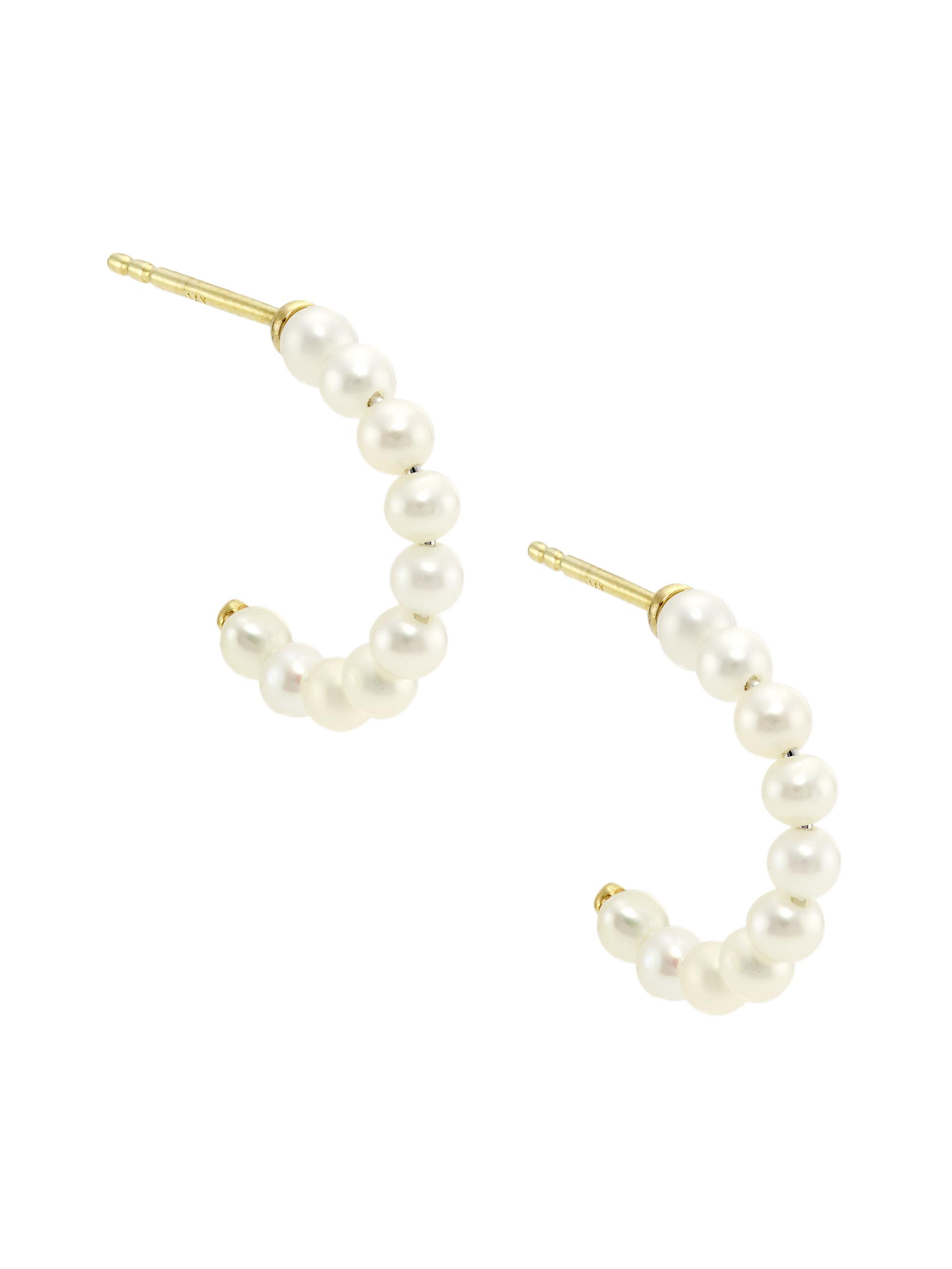 Saks Fifth Avenue Collection Women's 14K Yellow Gold & Cultured Freshwater Pearl Hoop Earrings - Yellow Gold