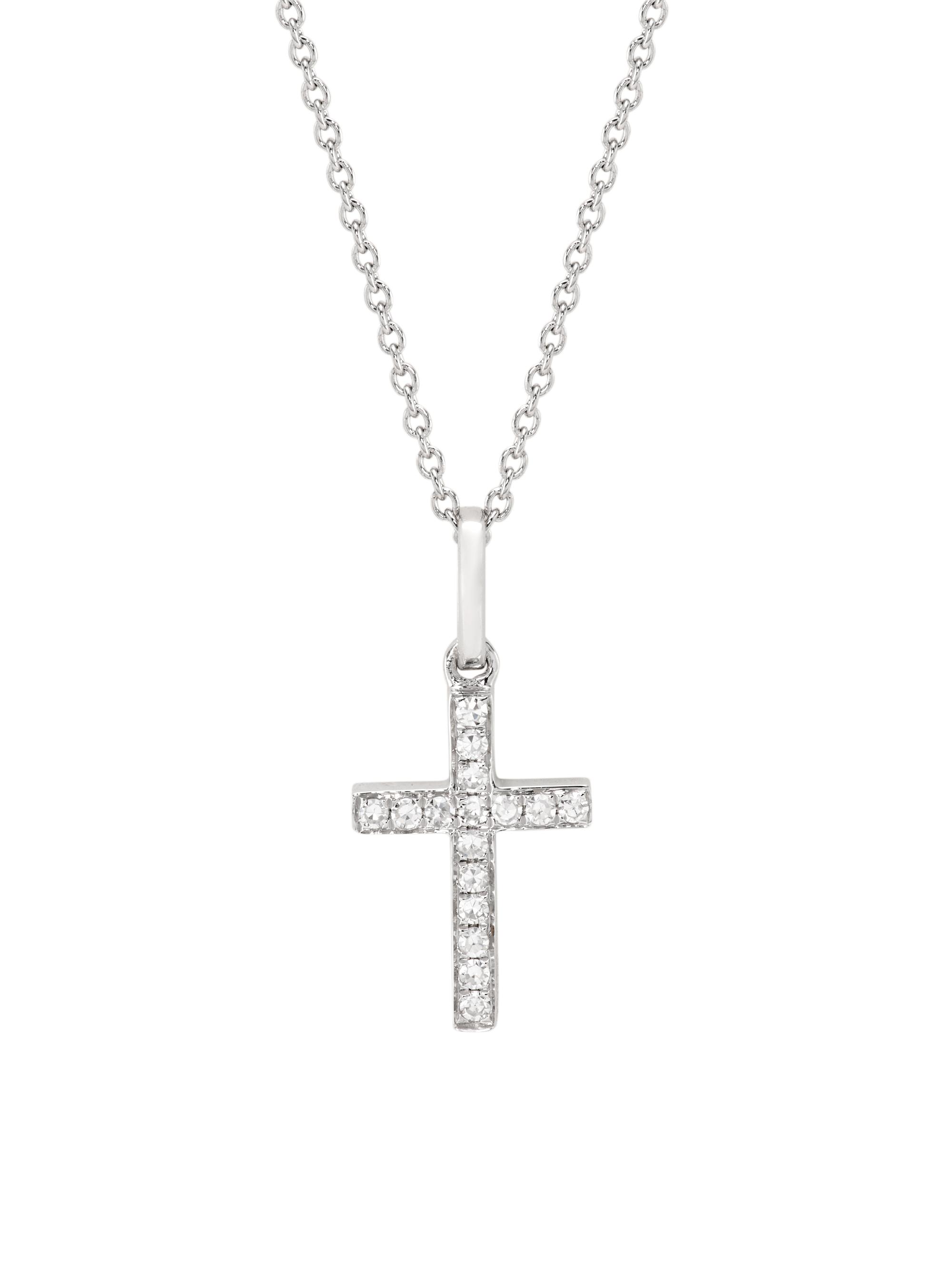 Saks Fifth Avenue Collection Women's 14K White Gold & 0.06 TCW Diamond Cross Pendant Necklace - White Gold