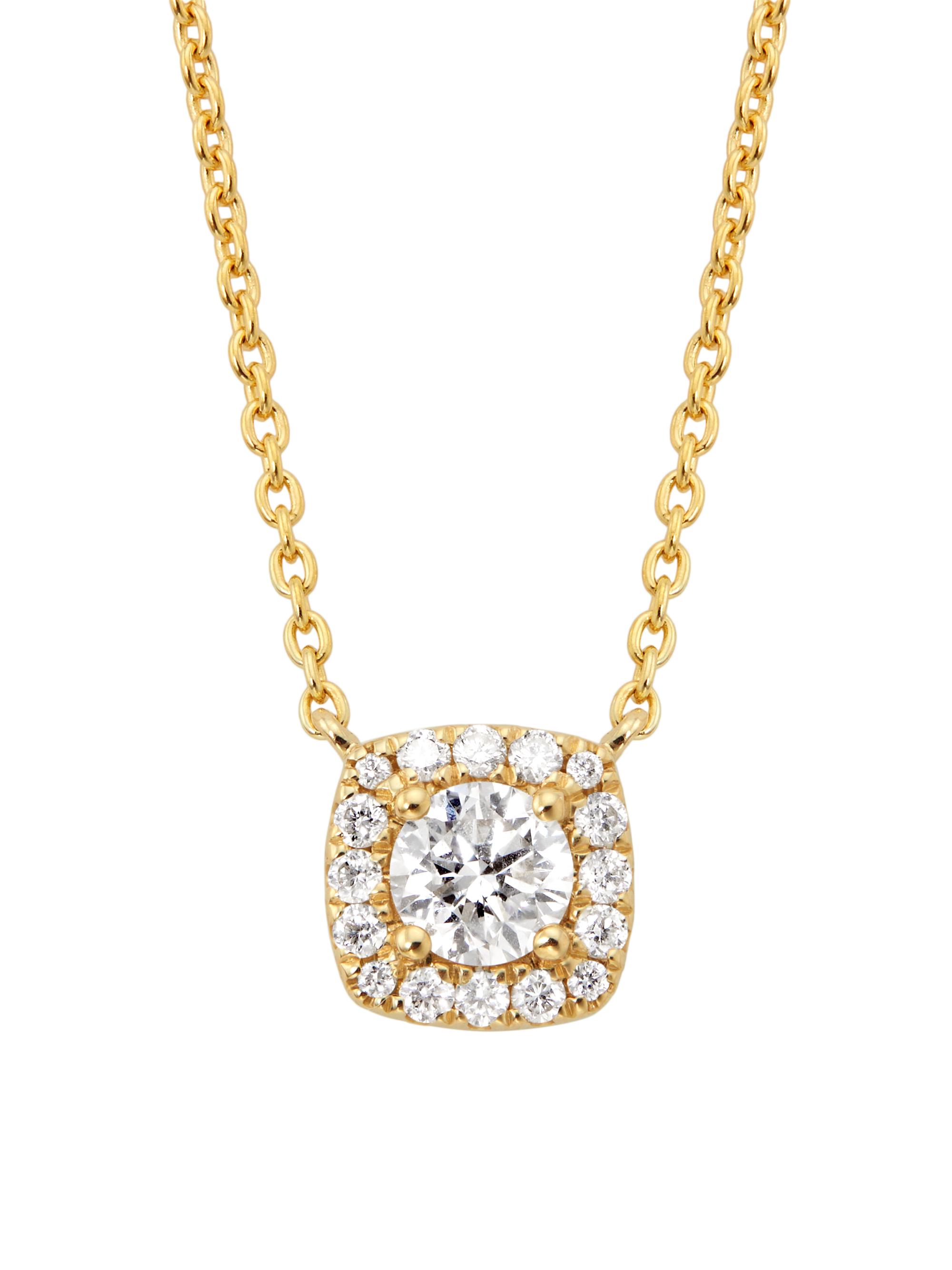 Saks Fifth Avenue Collection Women's 14K Yellow Gold & 0.34 TCW Diamond Halo Pendant Necklace - Gold