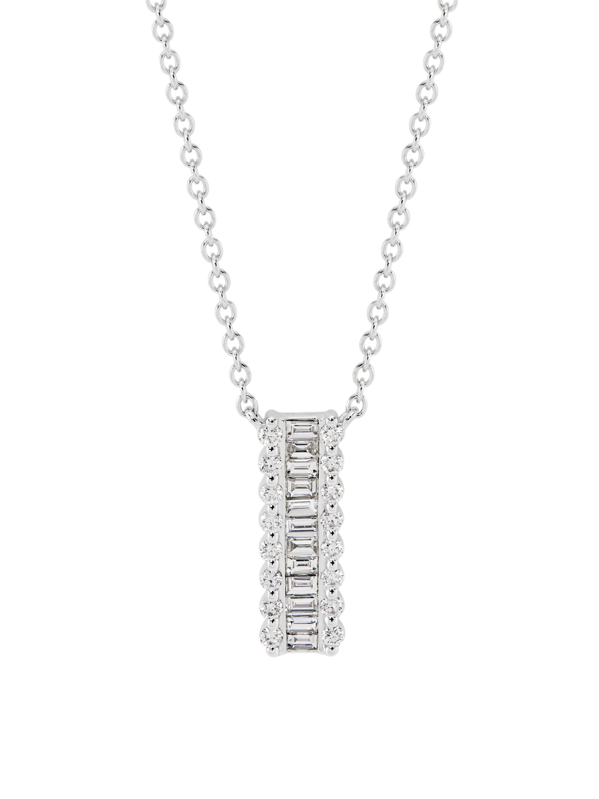 Saks Fifth Avenue Collection Women's 14K White Gold & 0.56 TCW Diamond Bar Pendant Necklace - White Gold