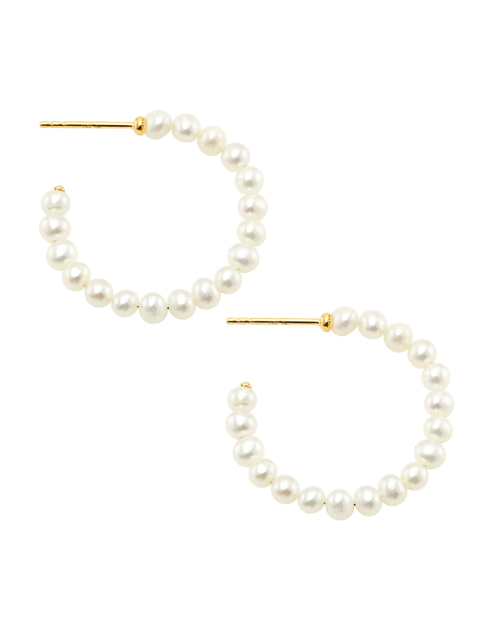 Saks Fifth Avenue Collection Women's 14K Yellow Gold & Cultured Freshwater Pearl Hoop Earrings - White