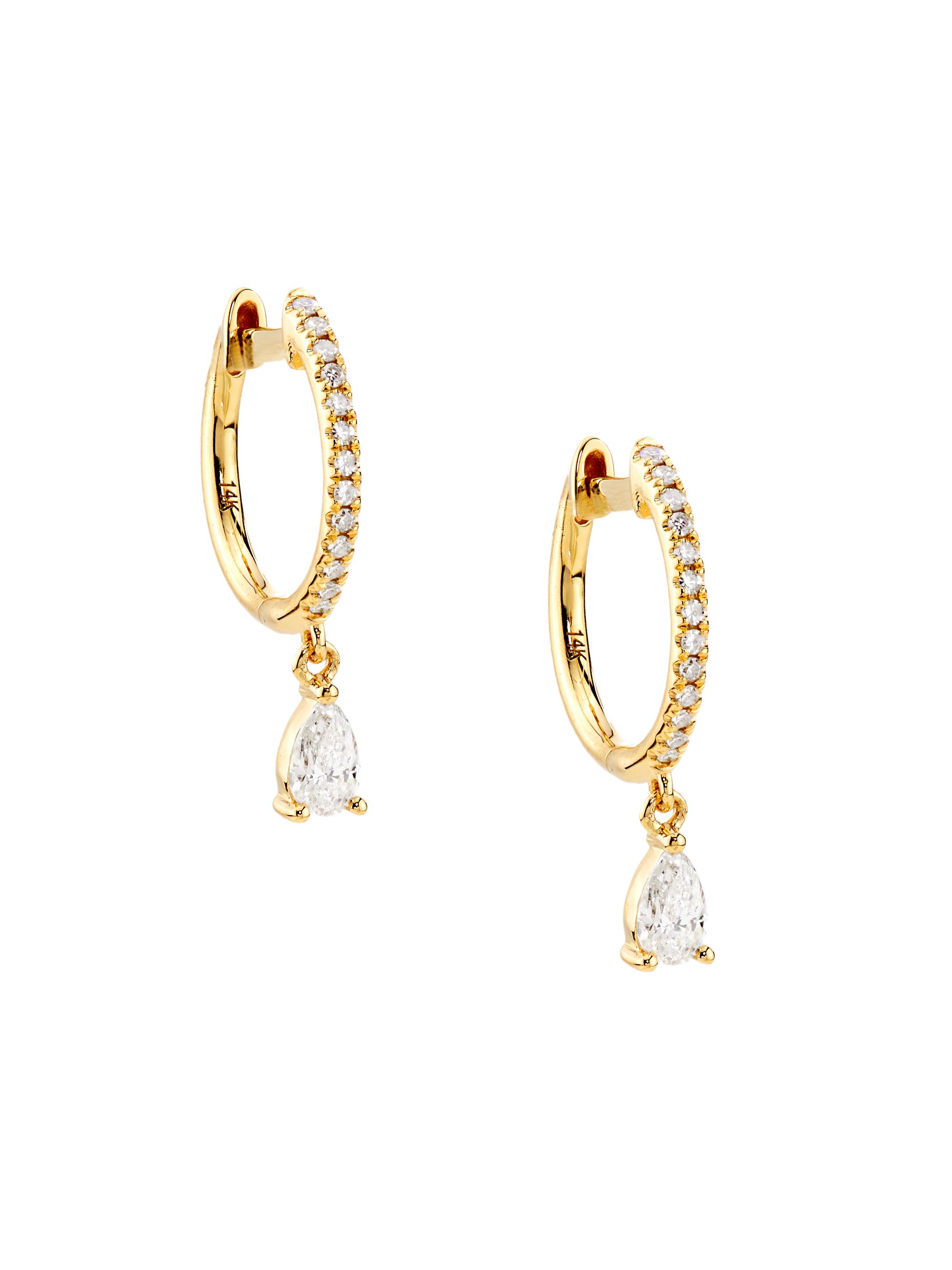 Saks Fifth Avenue Collection Women's 14K Yellow Gold & 0.33 TCW Diamond Drop Earrings - Gold