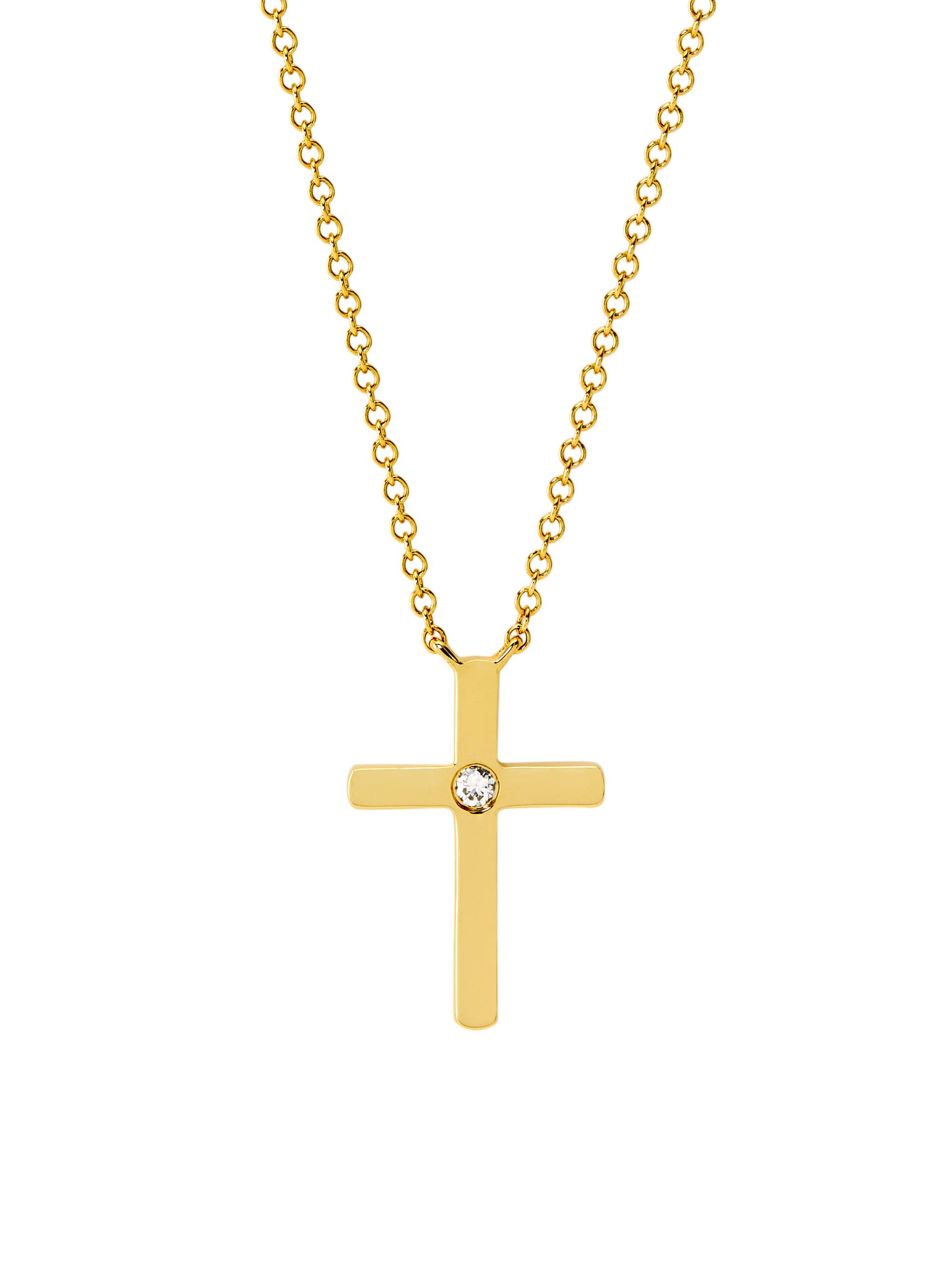 Saks Fifth Avenue Collection Women's 14K Yellow Gold & 0.03 TCW Diamond Cross Pendant Necklace - Yellow Gold