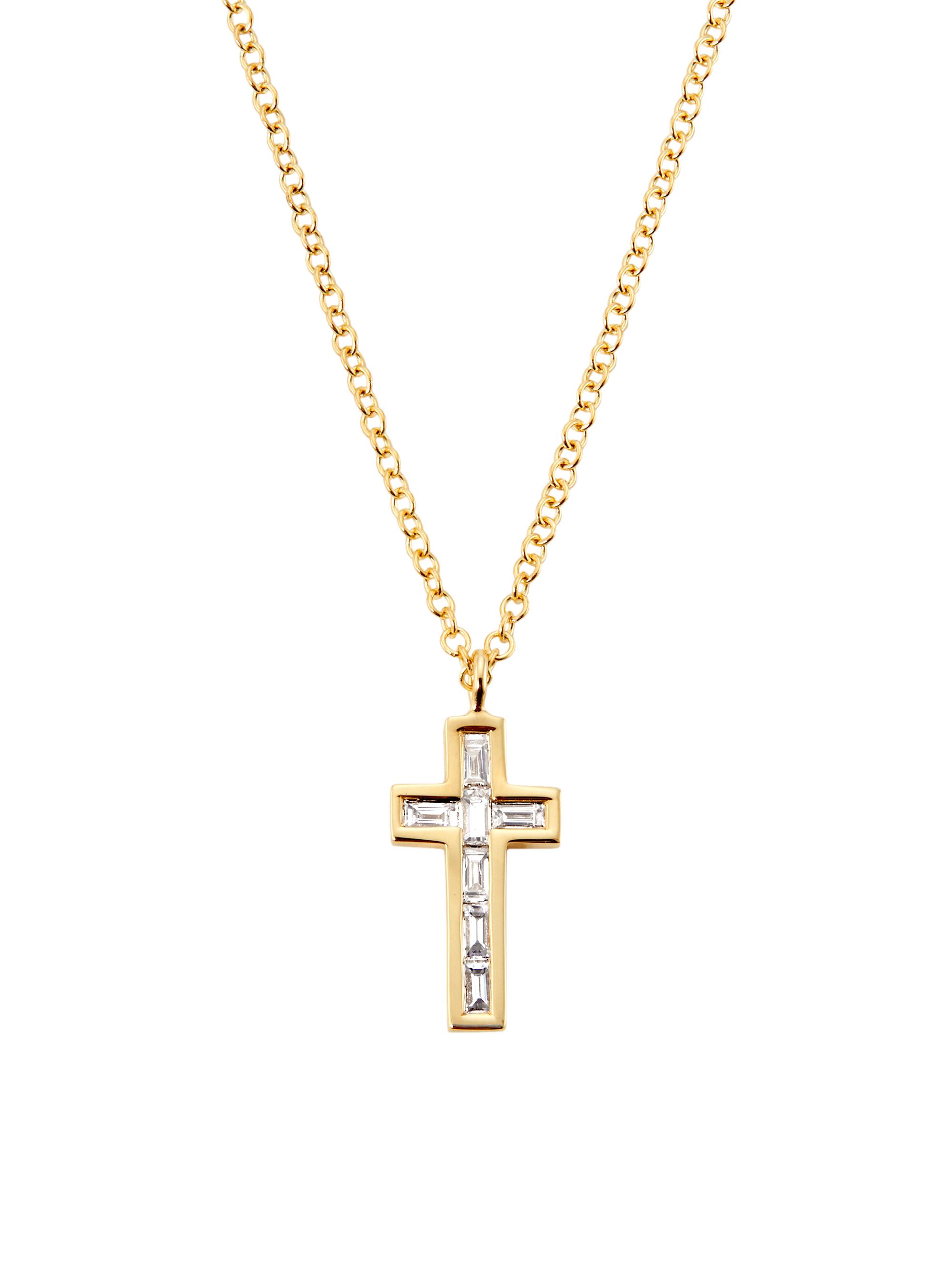 Saks Fifth Avenue Collection Women's 14K Yellow Gold & 0.17 TCW Diamond Cross Pendant Necklace - Gold