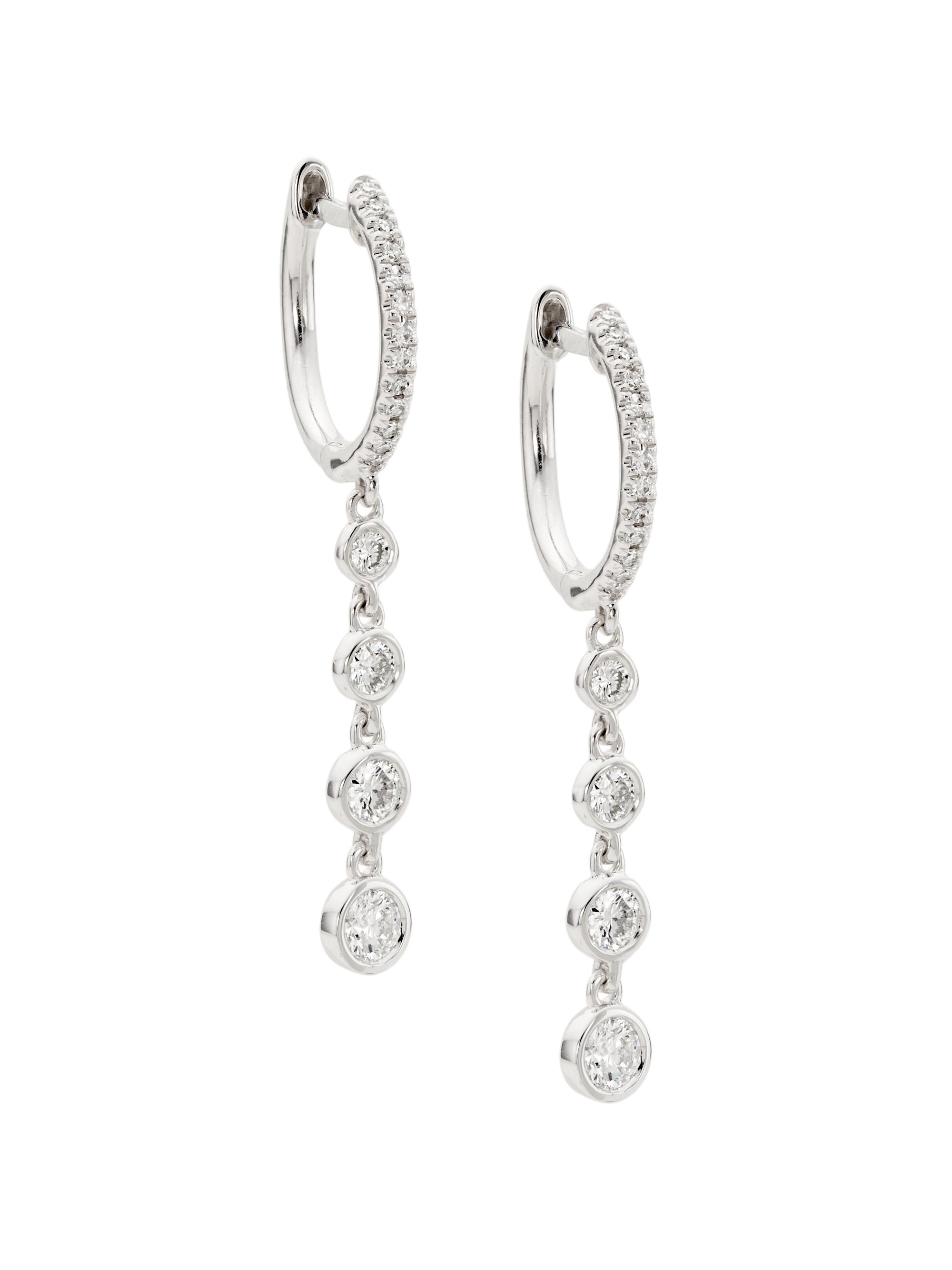 Saks Fifth Avenue Collection Women's 14K Gold & 0.45 TCW Diamond Drop Earrings - White Gold