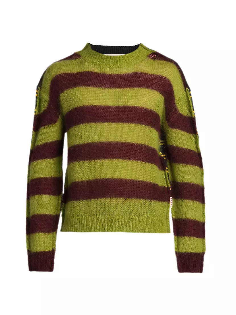 Half-and-Half Striped Knit Sweater