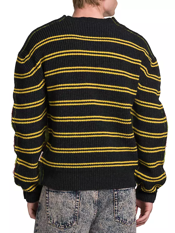 Shop Marni Half-and-Half Striped Knit Sweater | Saks Fifth Avenue