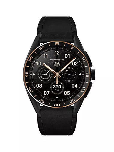 Connected Calibre E4 Bright Black Edition Titanium, Leather & Rubber Smartwatch/45MM