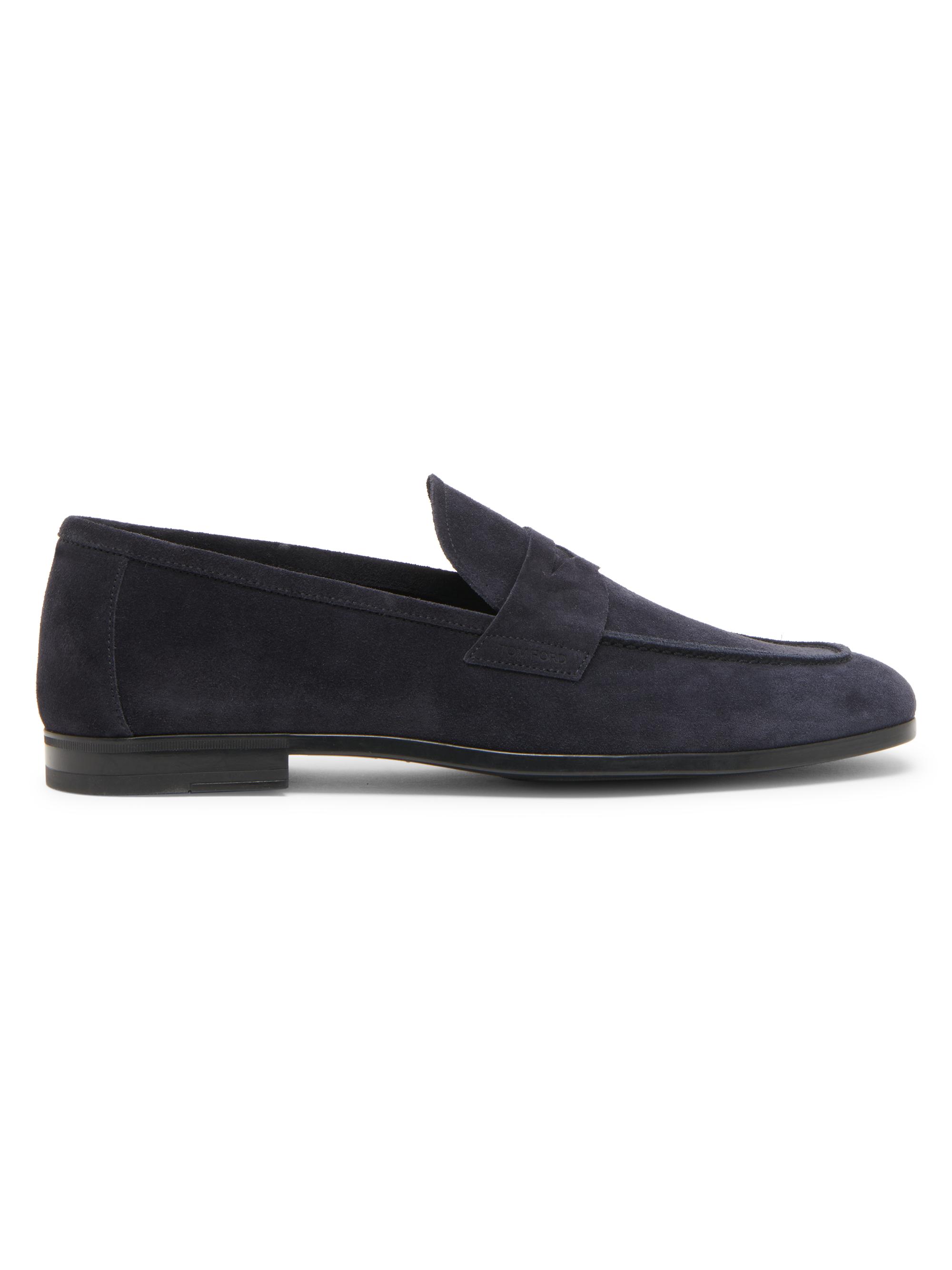 TOM FORD Men's Suede Square-Toed Loafers - Dark Blue