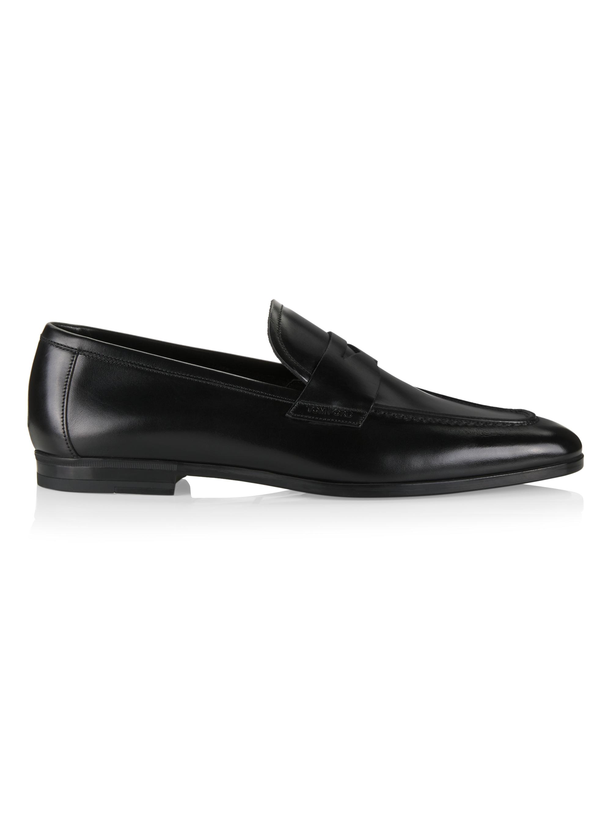 TOM FORD Men's Leather Penny Loafers - Black