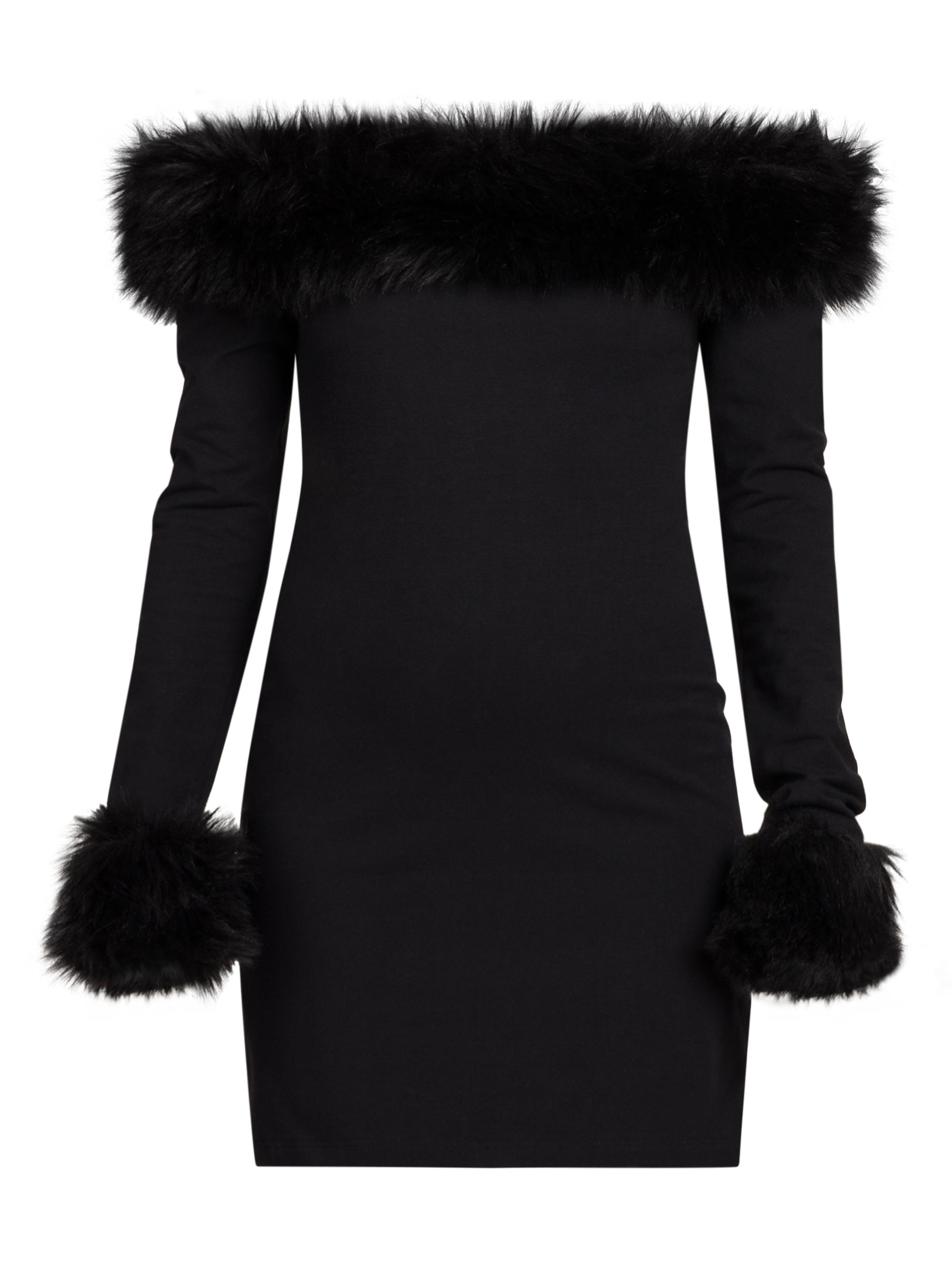 Heron Preston Women's Off-the-Shoulder Faux Fur Minidress - Black