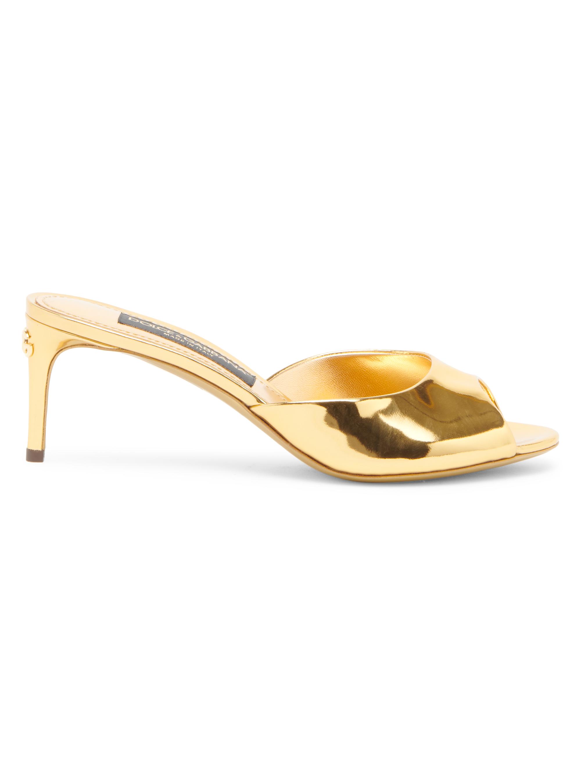 Dolce & Gabbana Women's 60MM Metallic Leather Mules - Gold