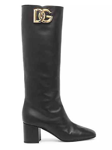 Leather Logo Knee-High Boots