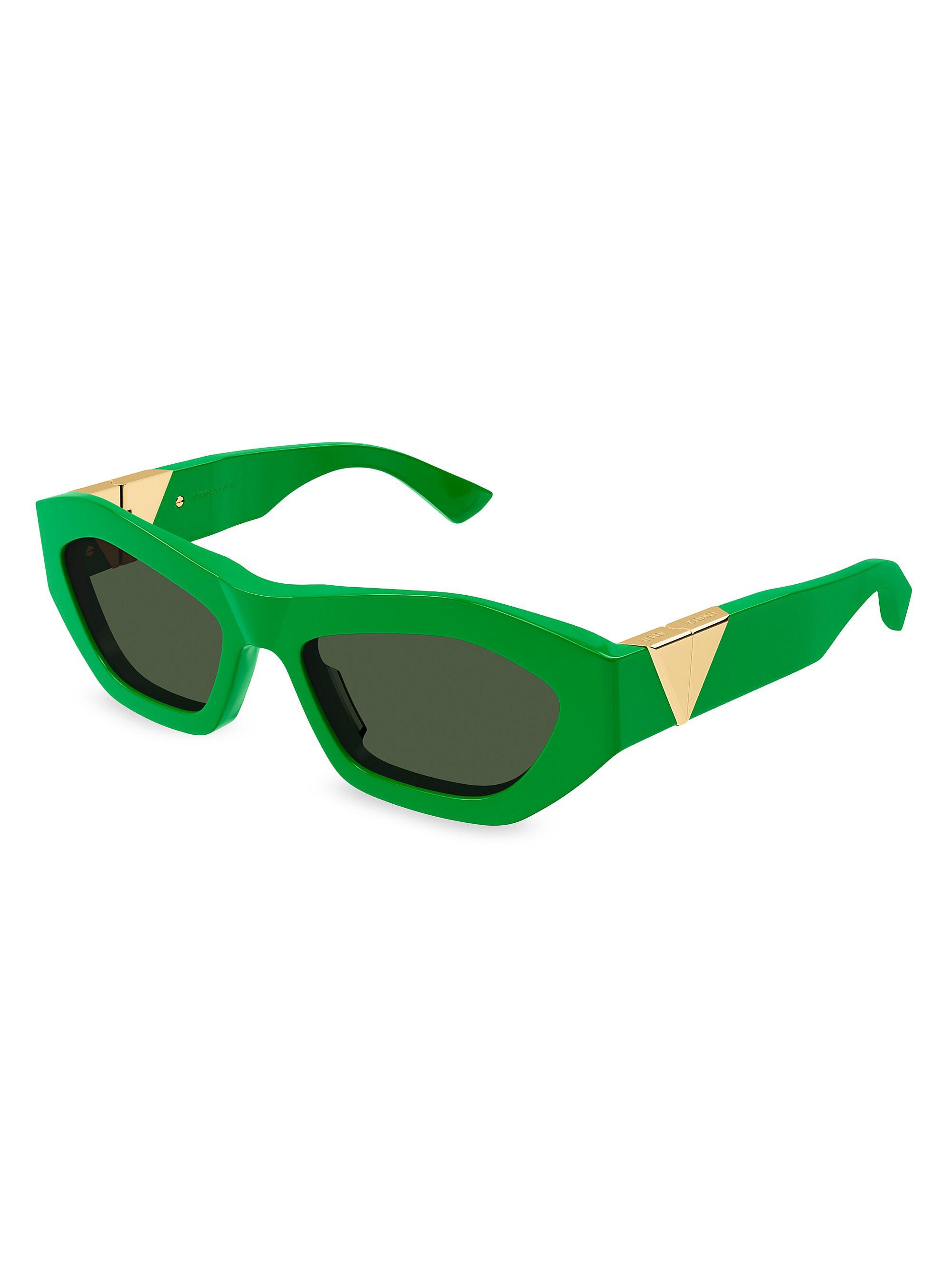 Bottega Veneta Men's New Triangle Acetate 54MM Geometric Sunglasses - Green