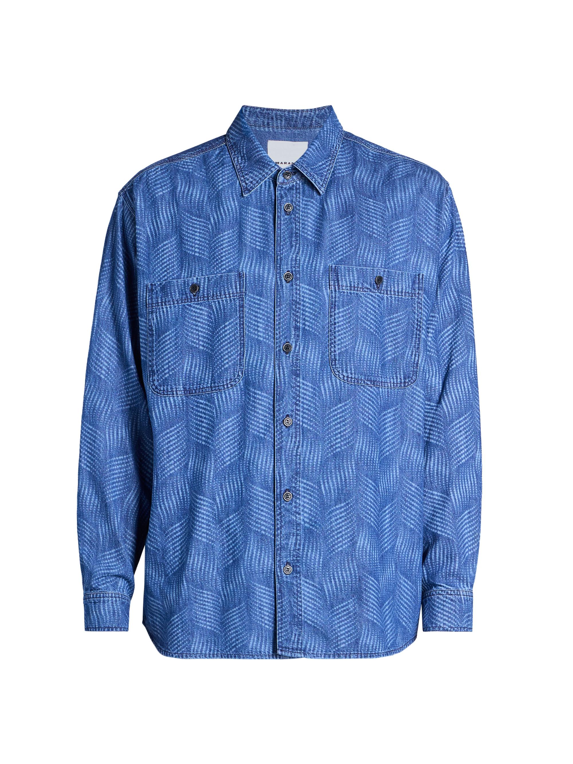 Isabel Marant Men's Bhelyn Tonal Geometric Shirt - Blue