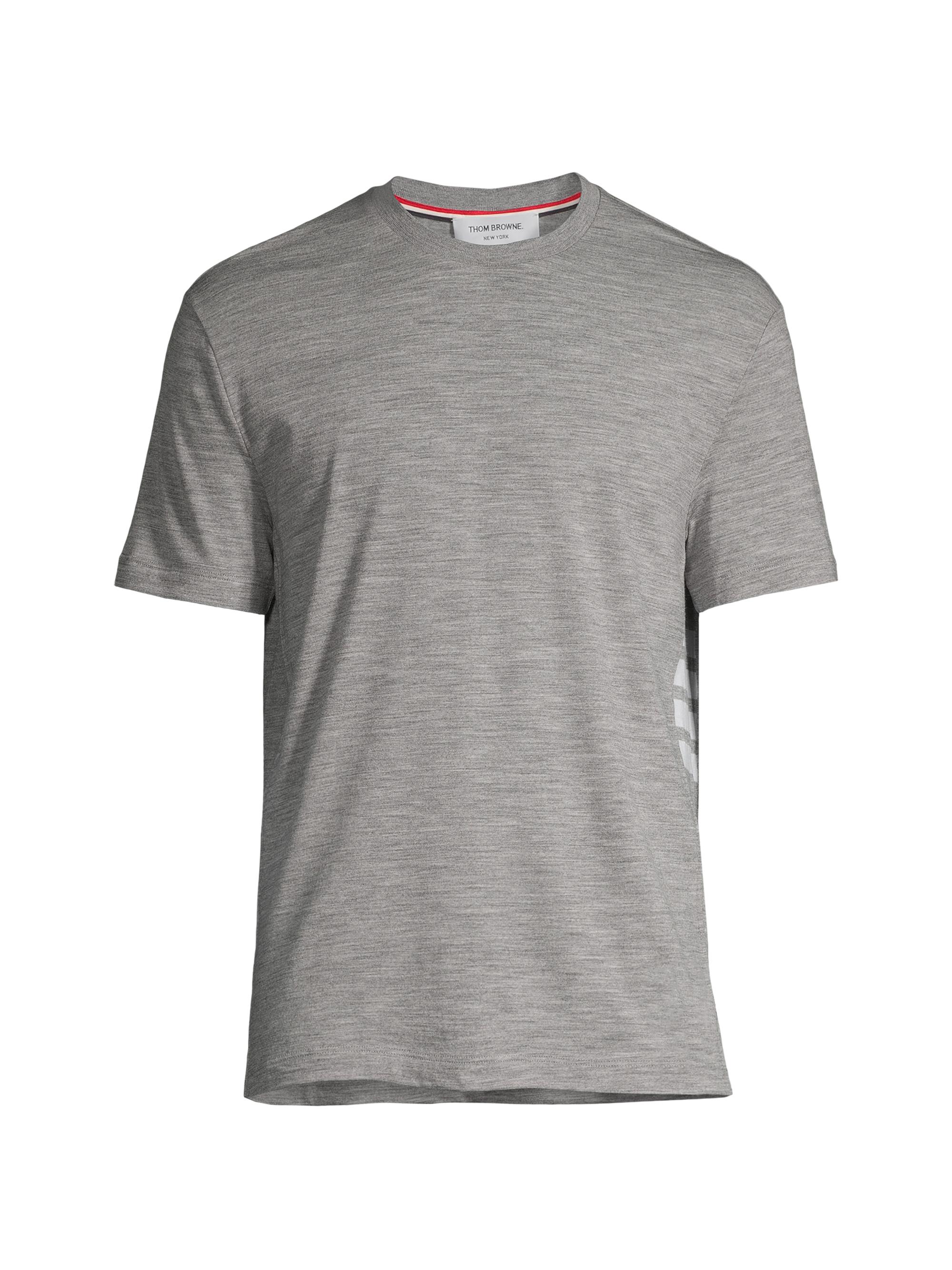 Thom Browne Men's Wool 4-Bar T-Shirt - Light Grey