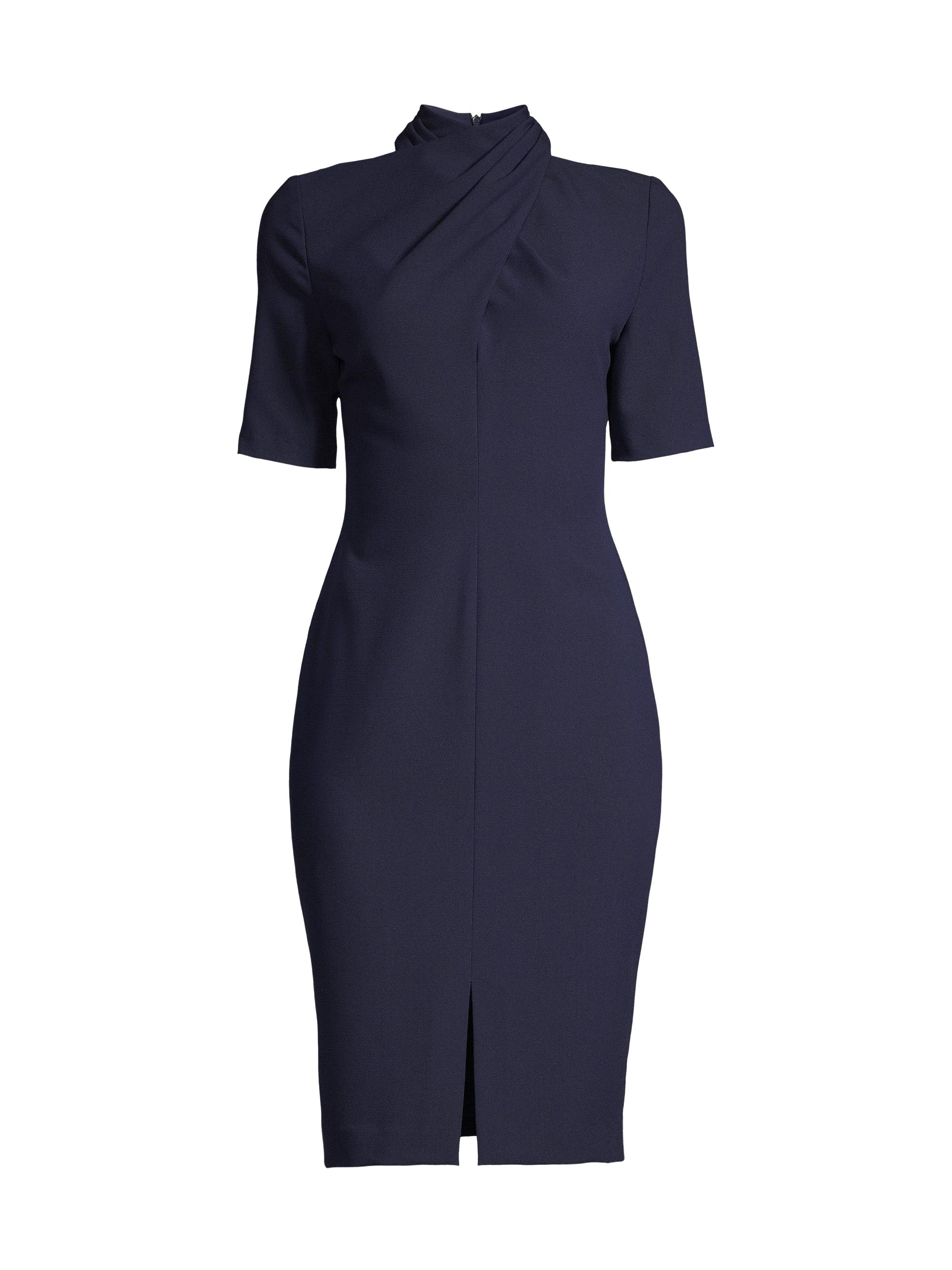 Black Halo Women's Mercer Twisted Mock Turtleneck Sheath Dress - Navy