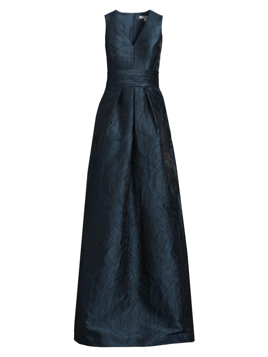 Kay Unger Women's Mariah Jacquard Textured Gown In Blue
