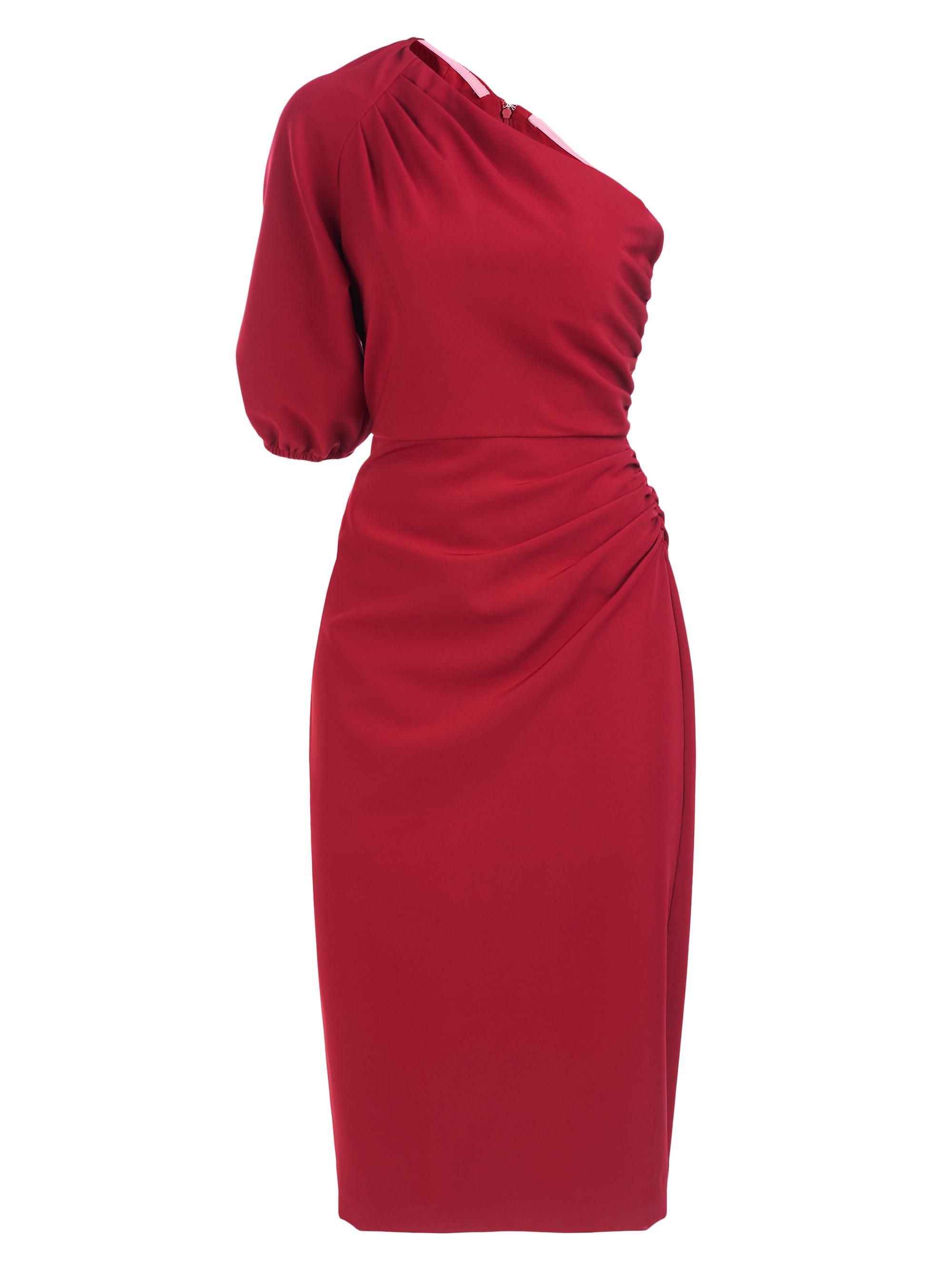 Kay Unger Women's Brea One-Shoulder Midi-Dress - Ruby Wine