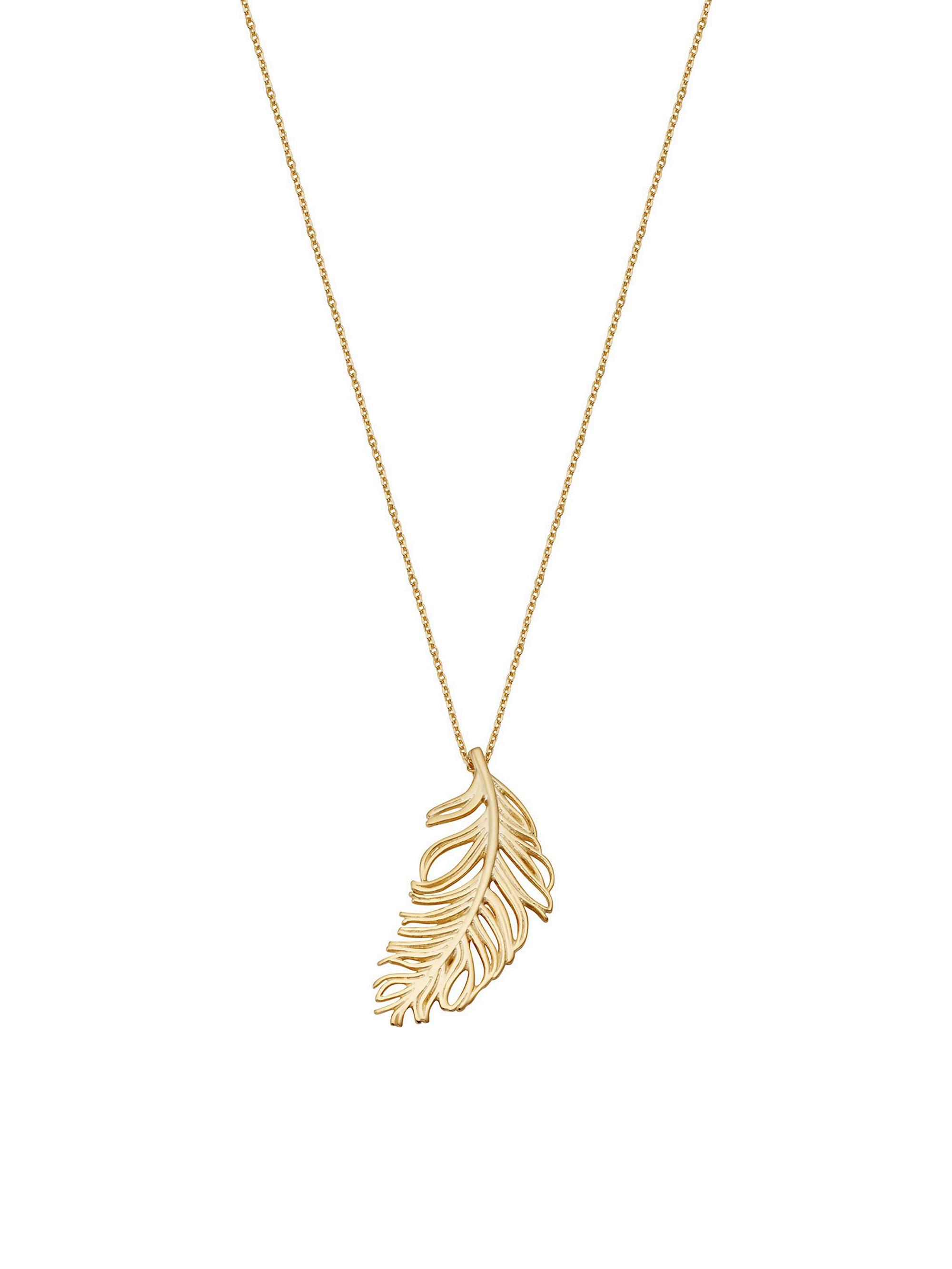 Oradina Women's 14K Yellow Gold Fine As A Feather Pendant Necklace - Yellow Gold