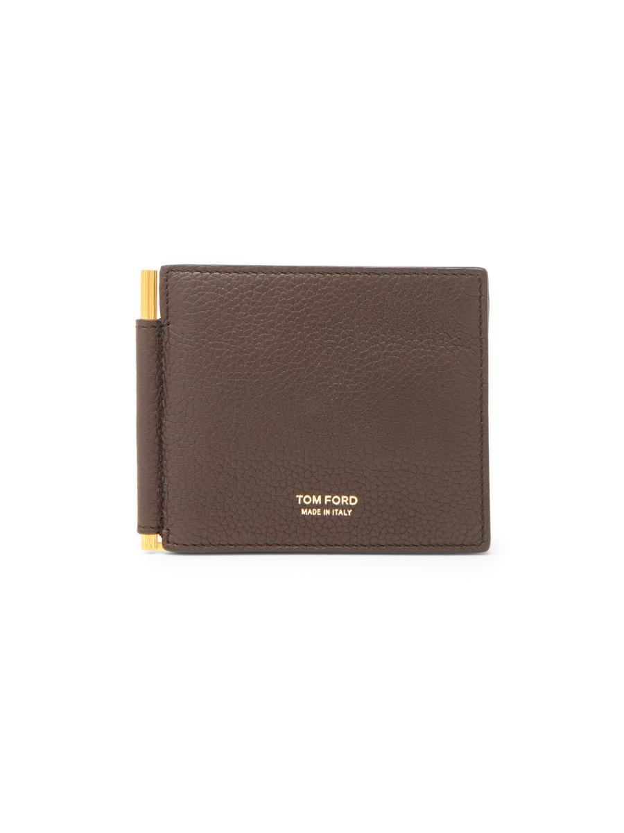 Tom Ford Men's Grained Leather Money Clip In Brown