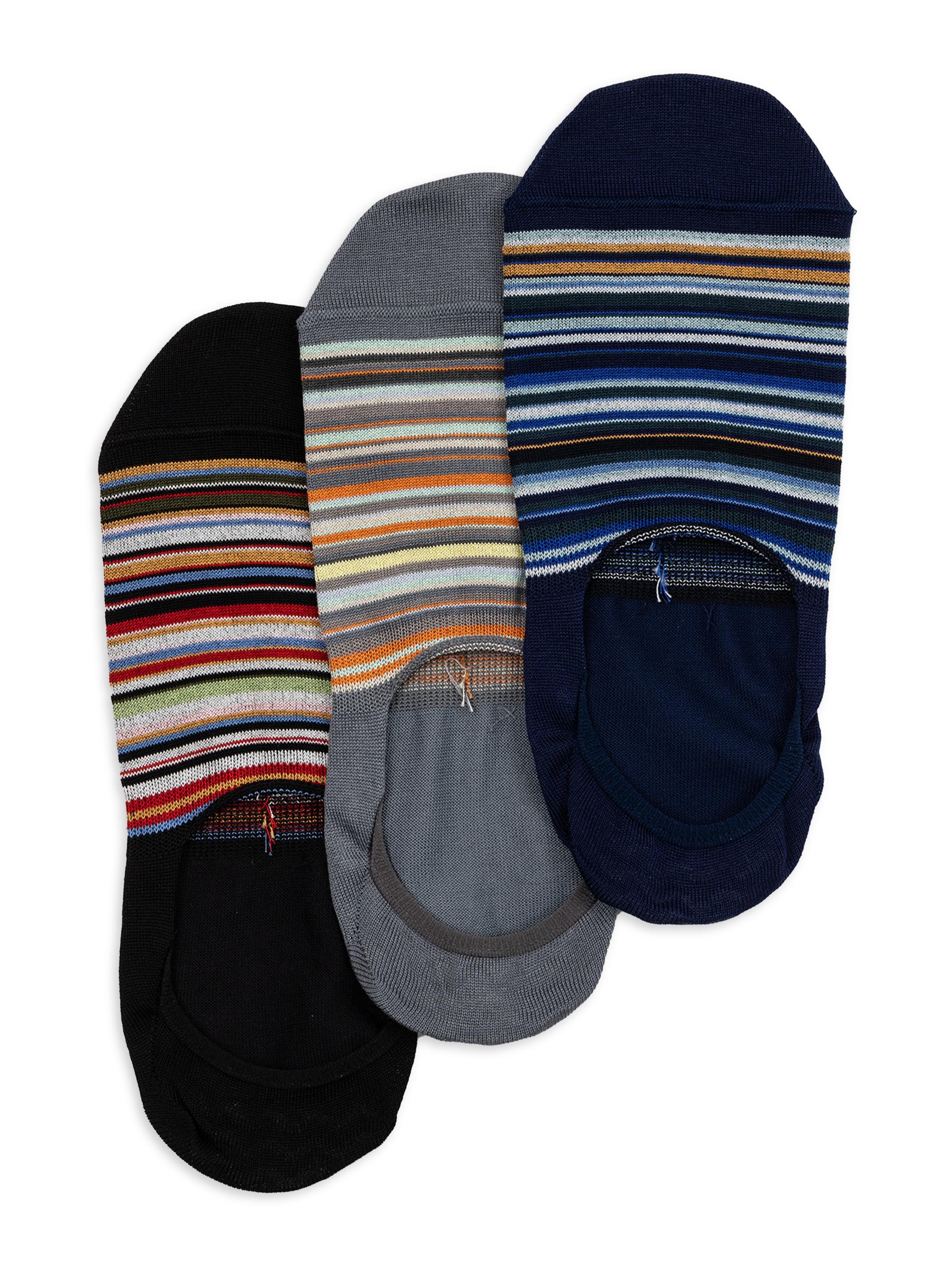 Paul Smith Men's 3-Pack Striped No-Show Socks Set - Mixed