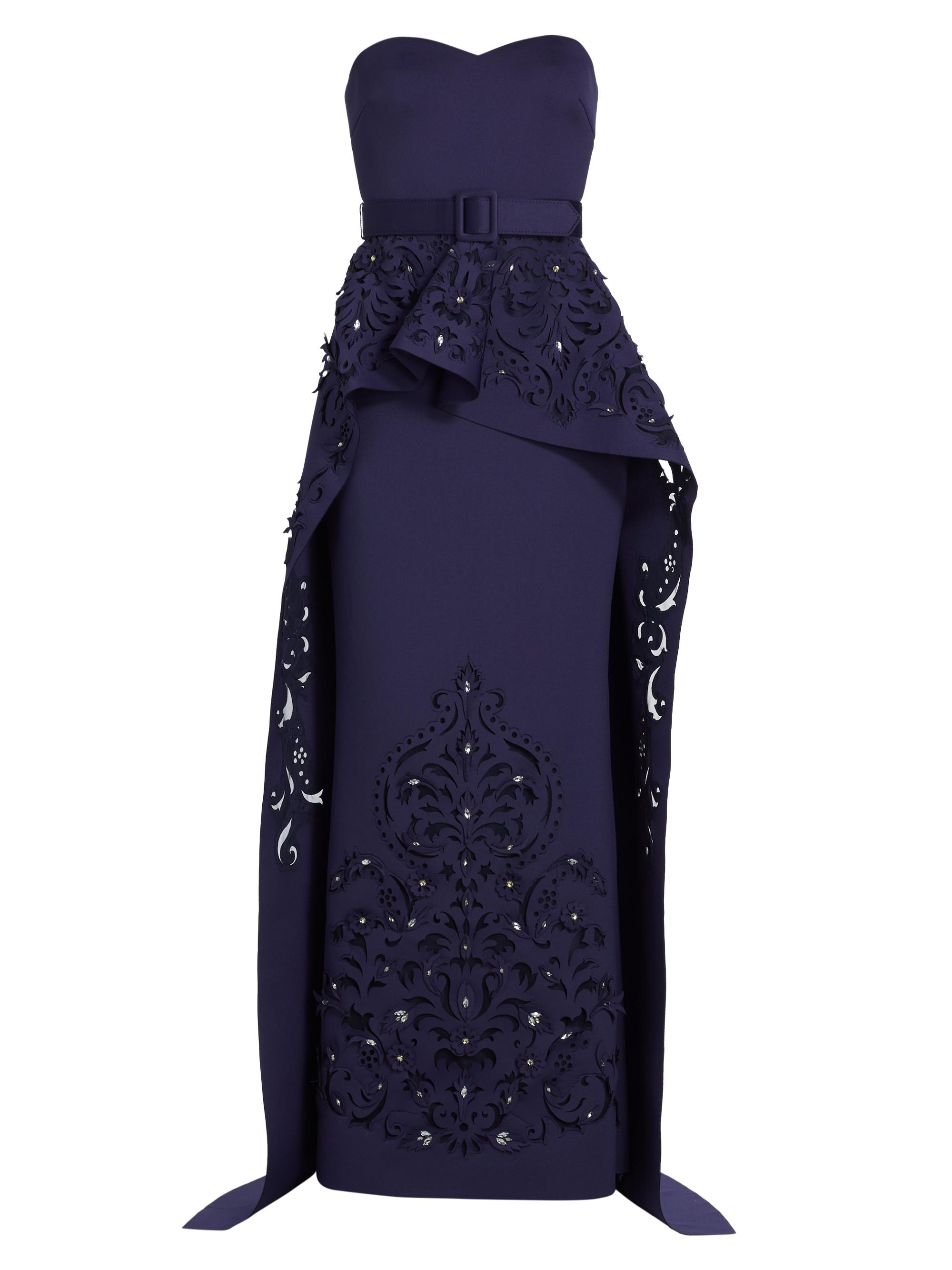 badgley mischka peplum dress Badgley Mischka Odessa Peplum Gown - Strapless
