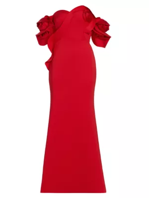 badgley mischka off the shoulder dress Badgley Mischka Collection Off-Shoulder Floral-Print Midi Dress