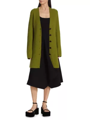 Proenza Schouler White Label ribbed-knit belted cardigan - Green