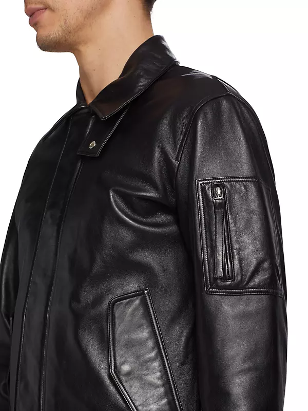 Shop Helmut Lang Stand Collar Leather Jacket | Saks Fifth Avenue