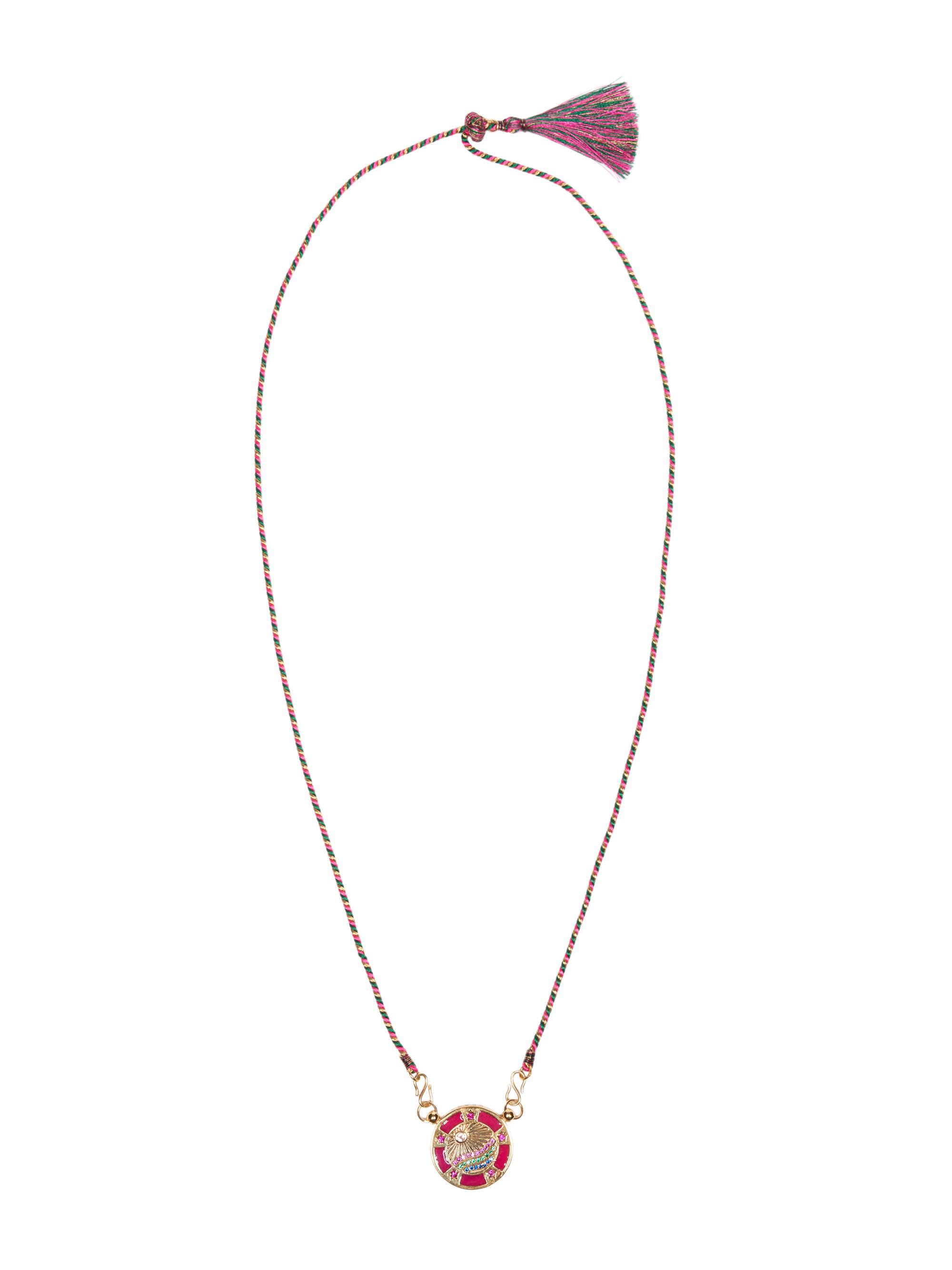 Caroline de Benoist Women's California 18K-Gold-Plated, Enamel & Zircon Pendant Necklace - Red