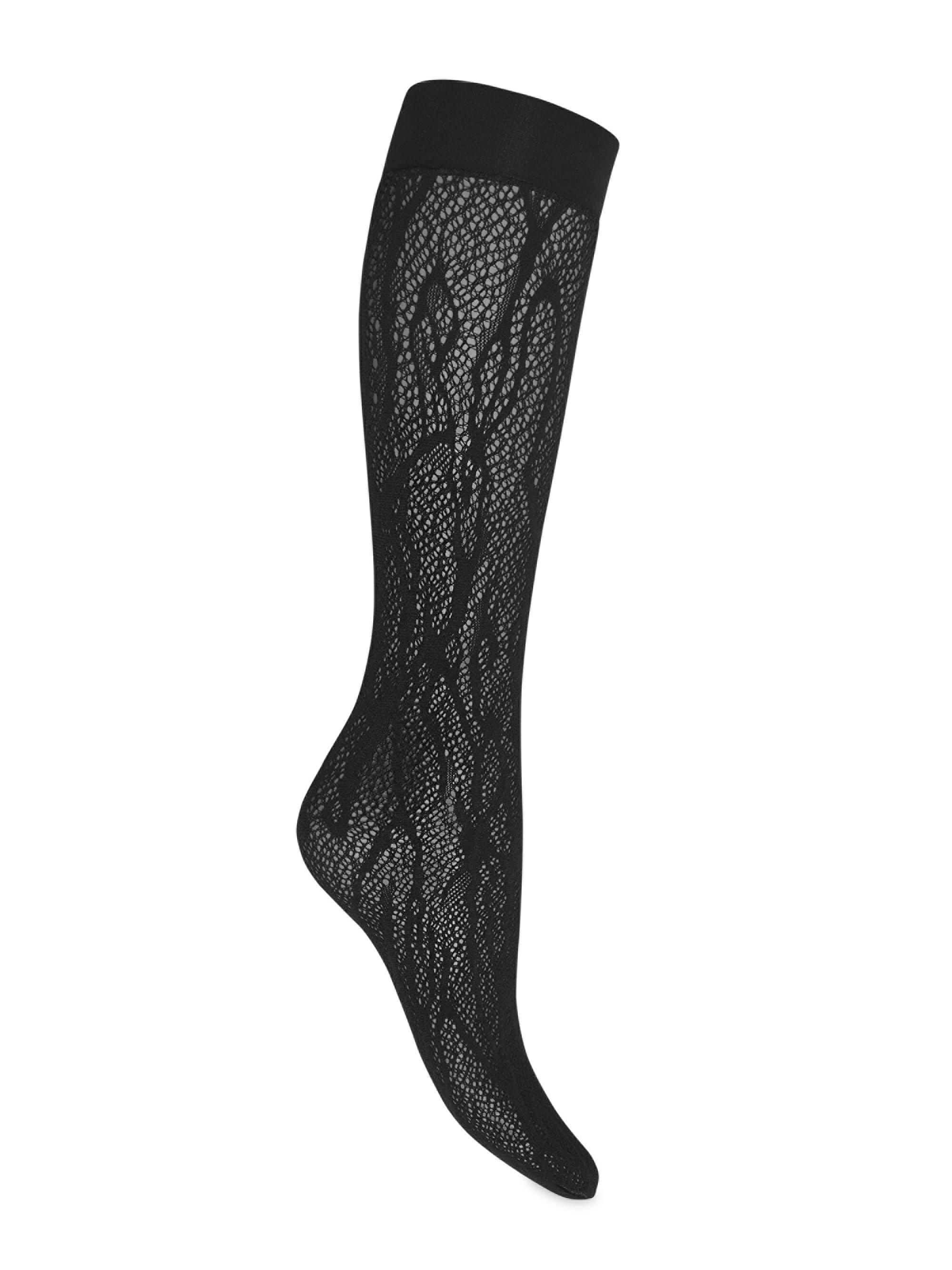 Wolford Women's Snakeskin Lace Knee-High Socks - Black
