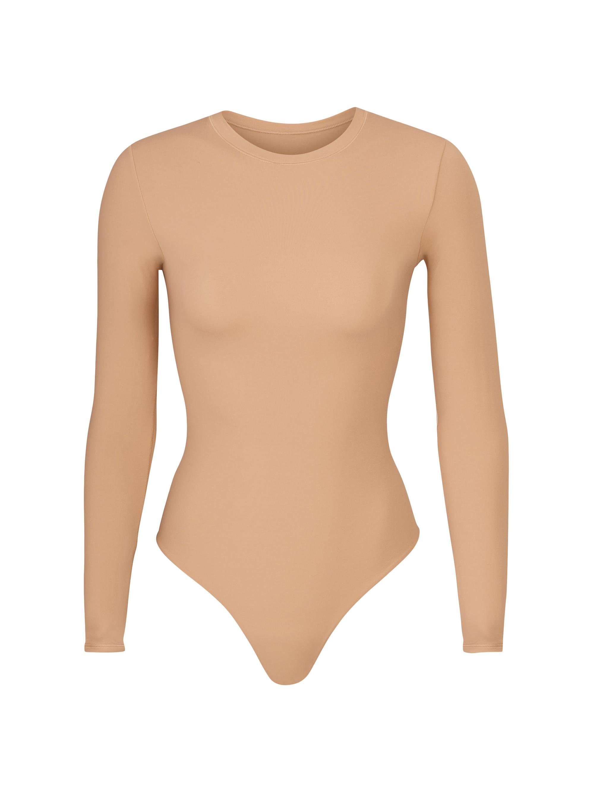 SKIMS Women's Fits Everybody Long Sleeve Crew Neck Bodysuit - Clay