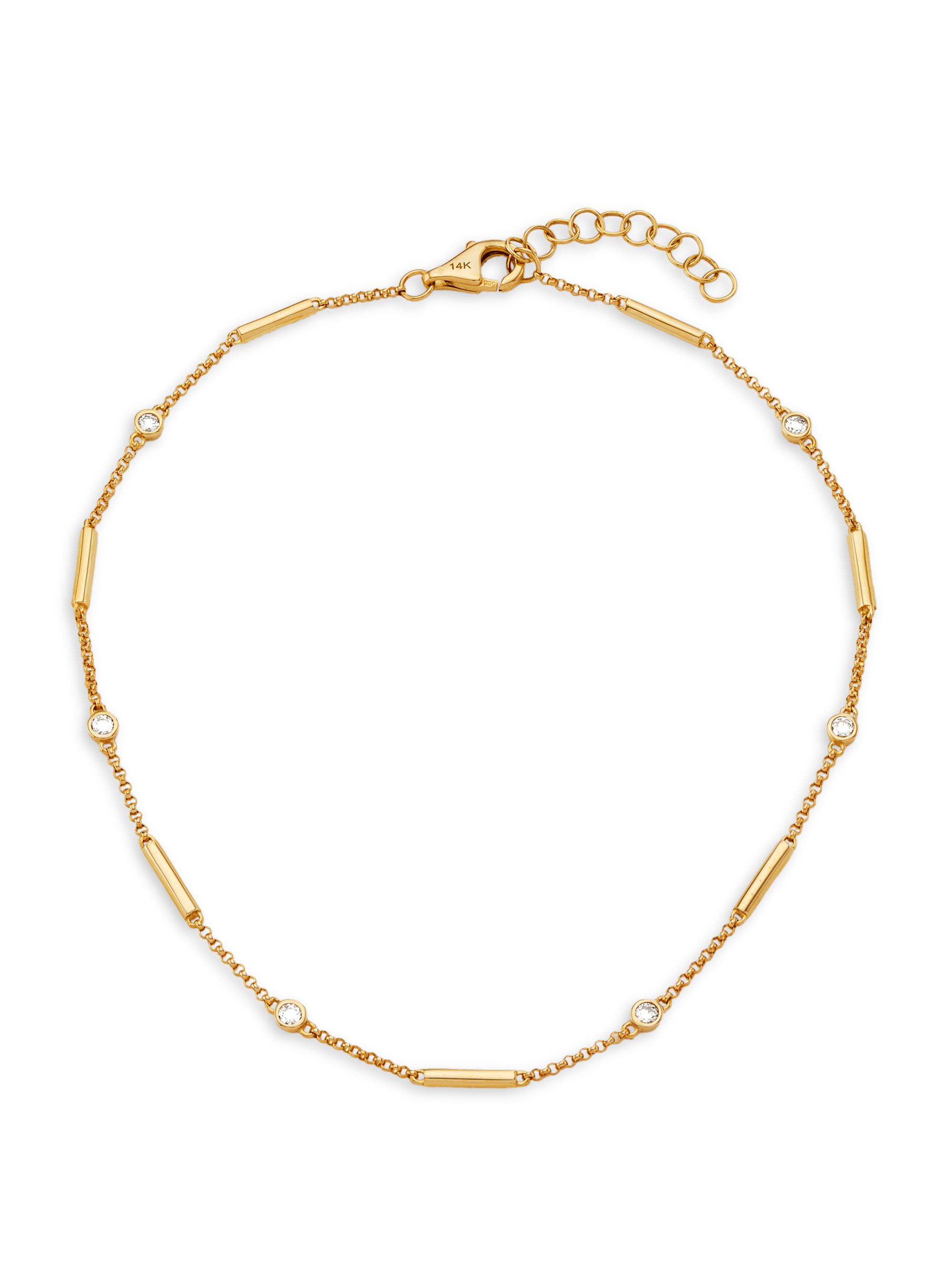 Saks Fifth Avenue Collection Women's 14K Yellow Gold & 0.2 TCW Diamond Anklet - Yellow Gold