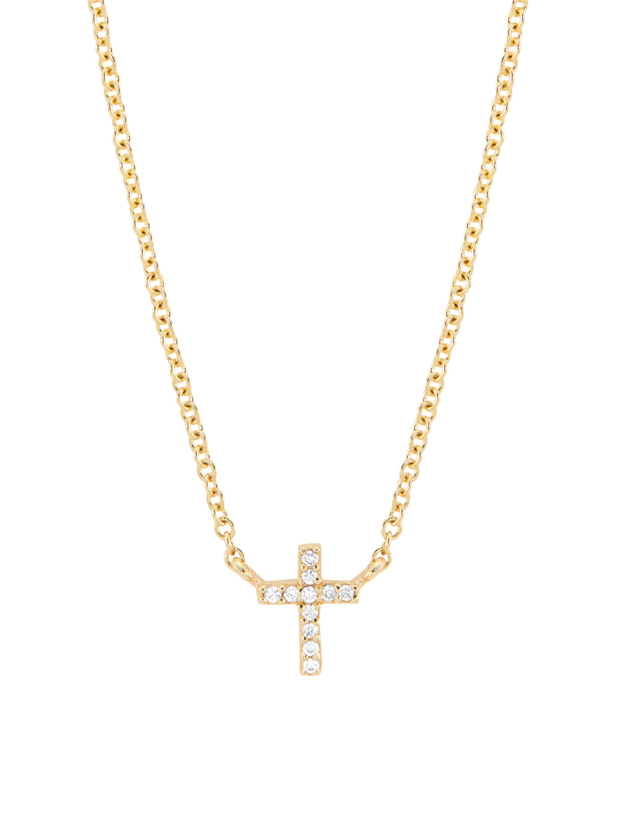 Saks Fifth Avenue Collection Women's 14K Yellow Gold & 0.018 TCW Diamond Mini Cross Pendant Necklace - Yellow Gold